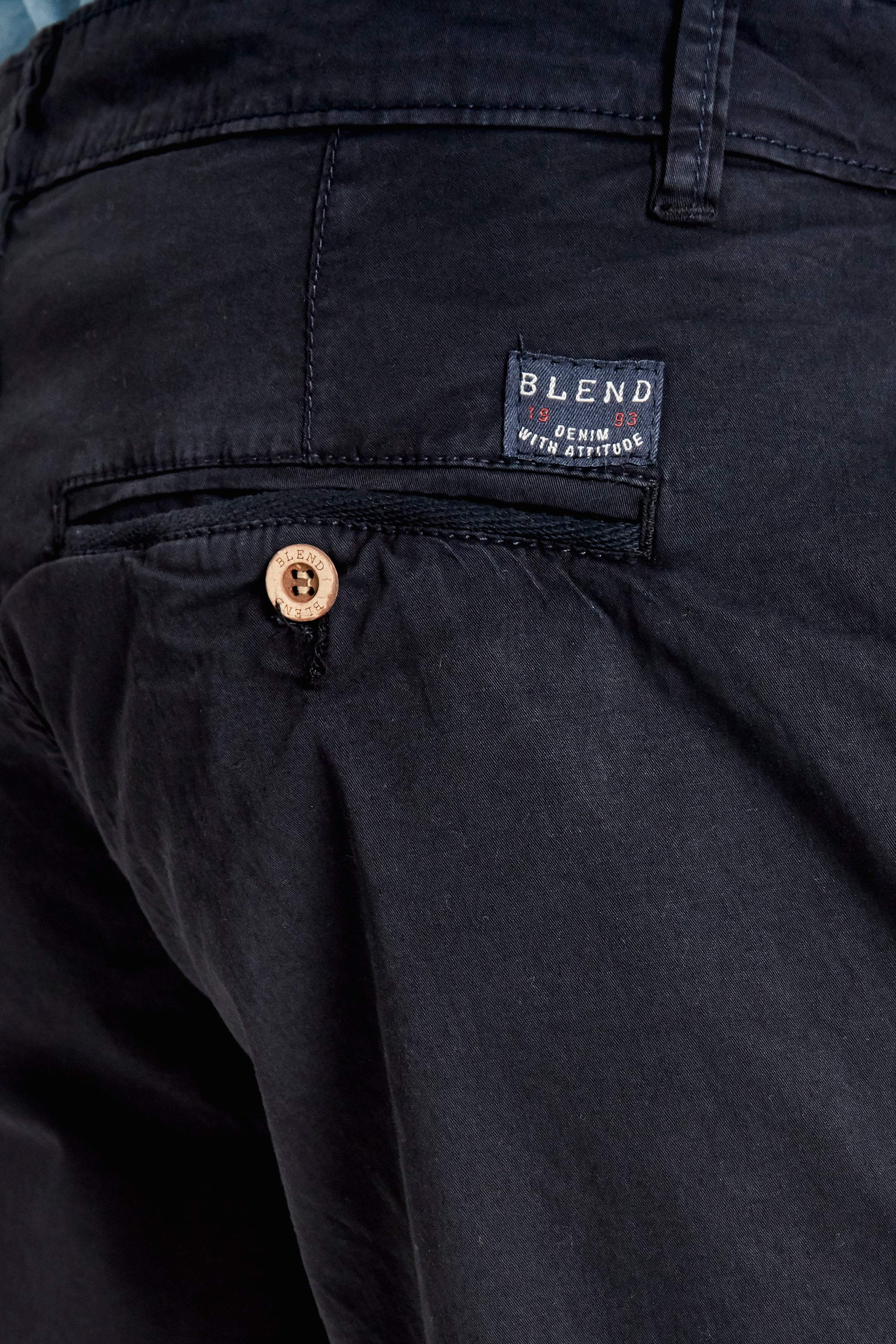 Cotton Blend Chino Shorts - Navy