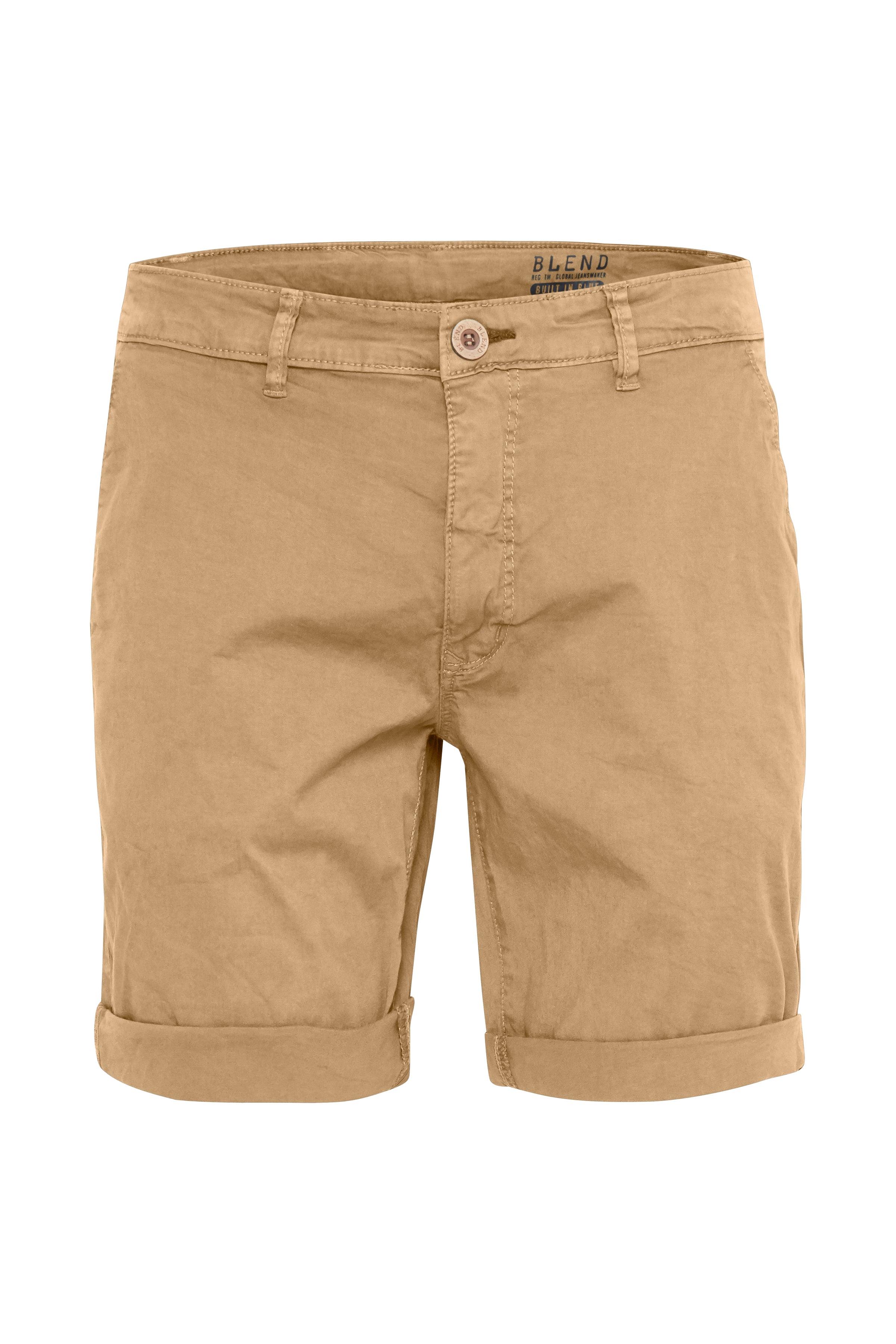 Cotton Blend Chino Shorts - Tan