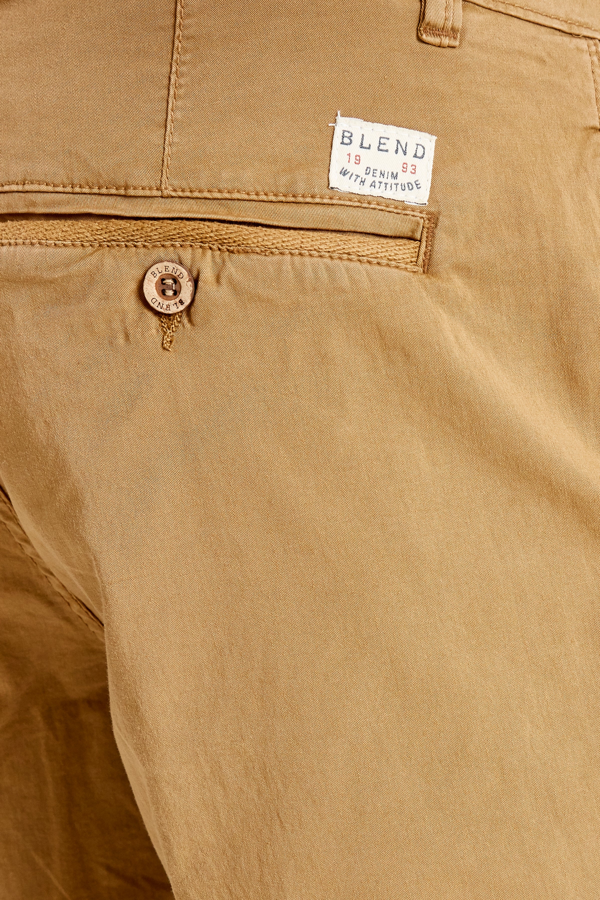 Cotton Blend Chino Shorts - Tan