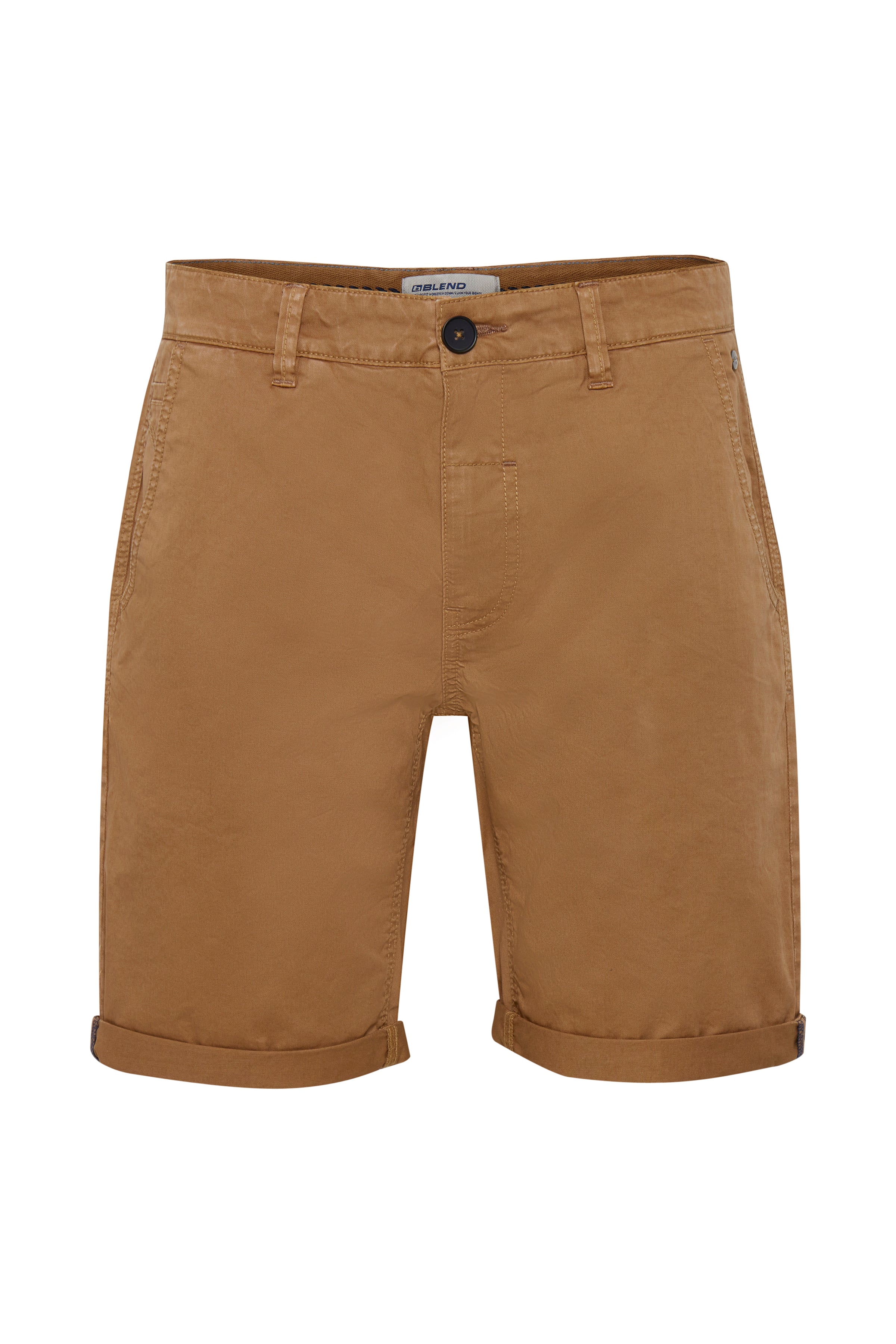 Cotton Blend Chino Shorts - Tabacco