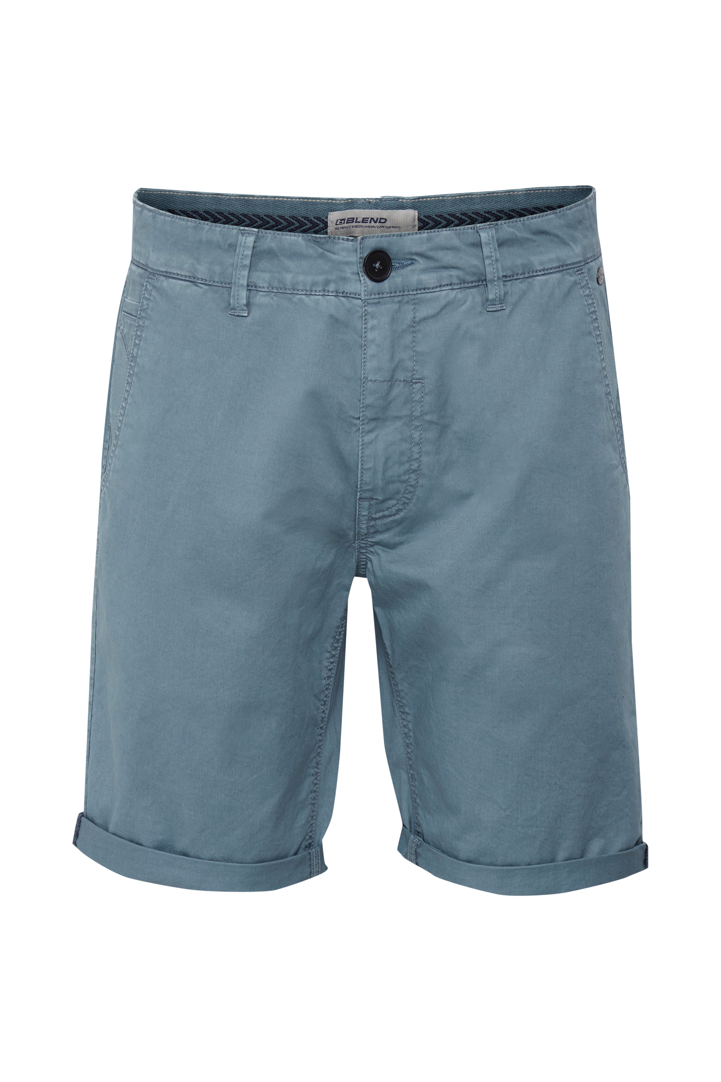 Cotton Blend Chino Shorts - Light Blue