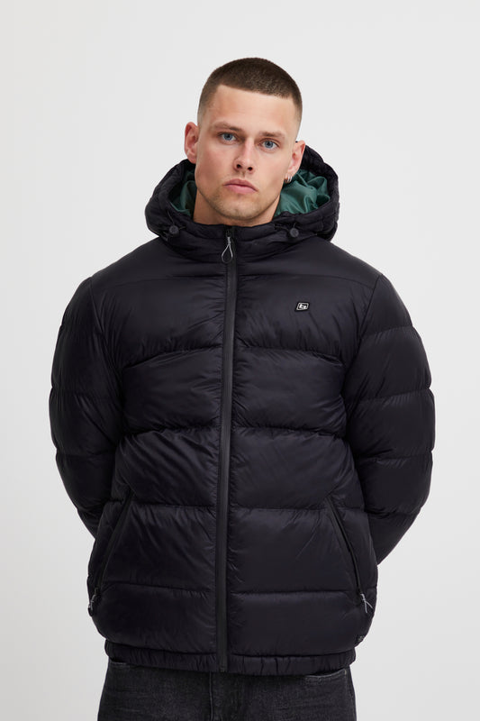 Hooded Puffer Quilted Coat - Black