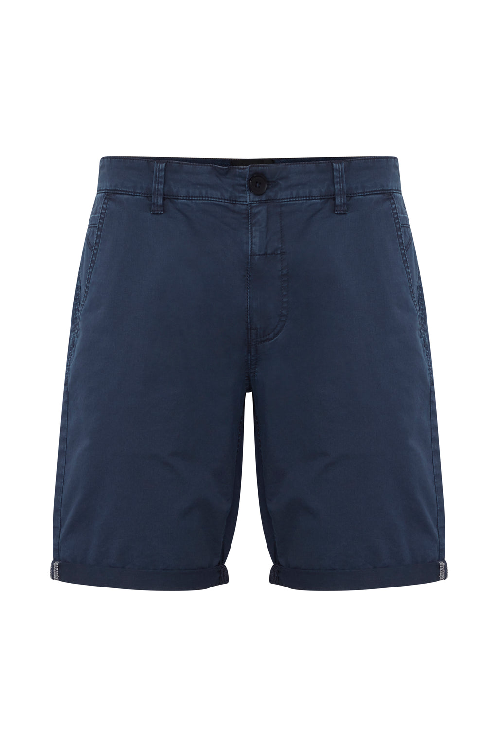 Cotton Blend Chino Shorts - Denim Blue