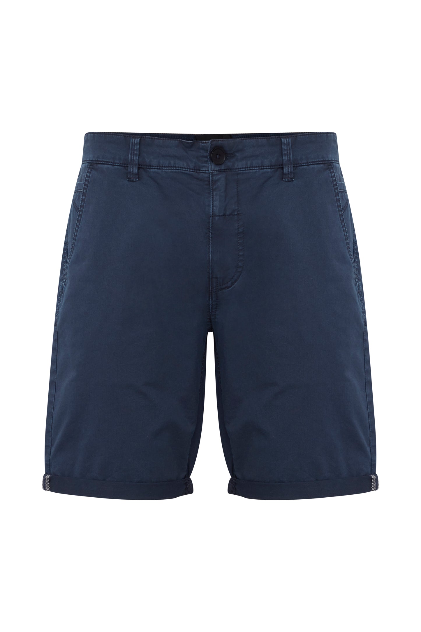 Cotton Blend Chino Shorts - Denim Blue