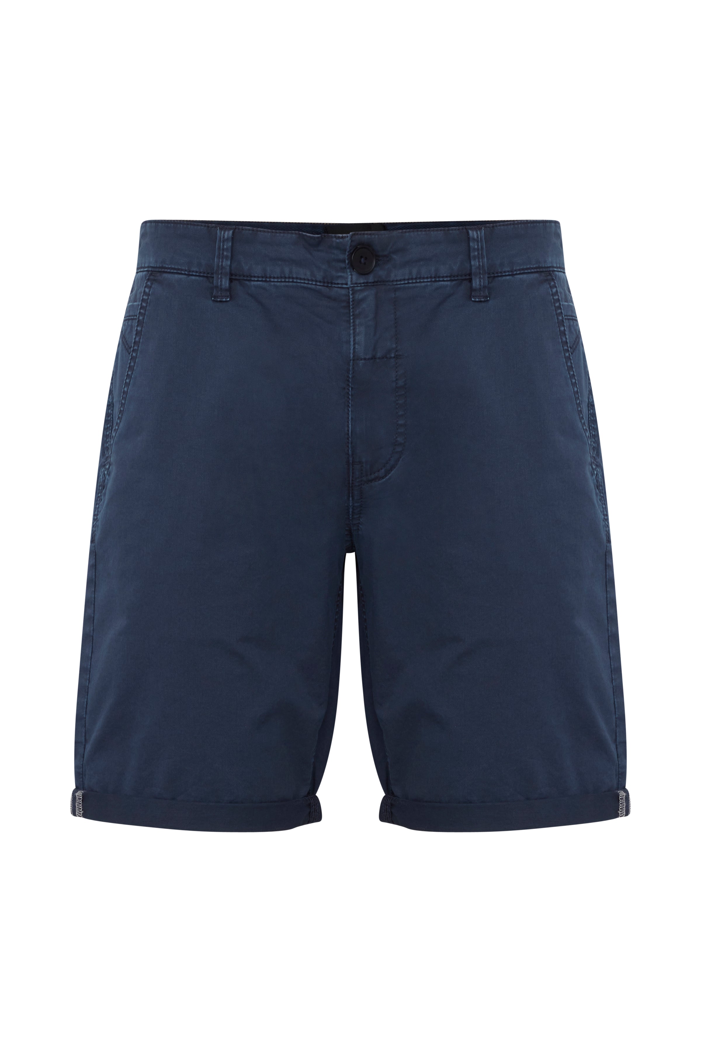 Cotton Blend Chino Shorts - Denim Blue