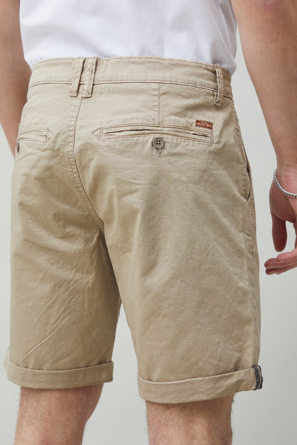 Cotton Blend Chino Shorts - Sand