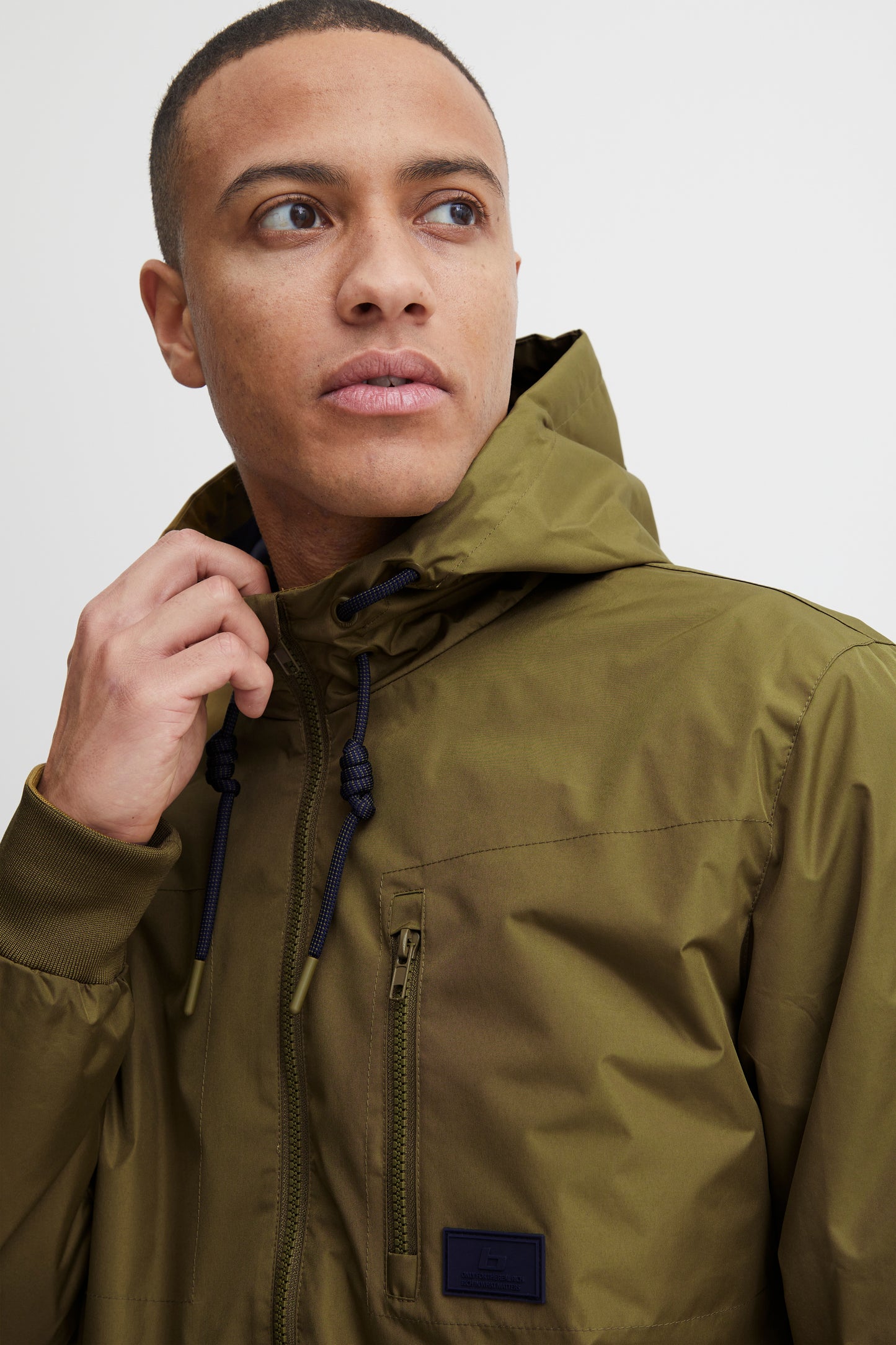 Hooded Lightweight Showerproof Coat - Moss Green