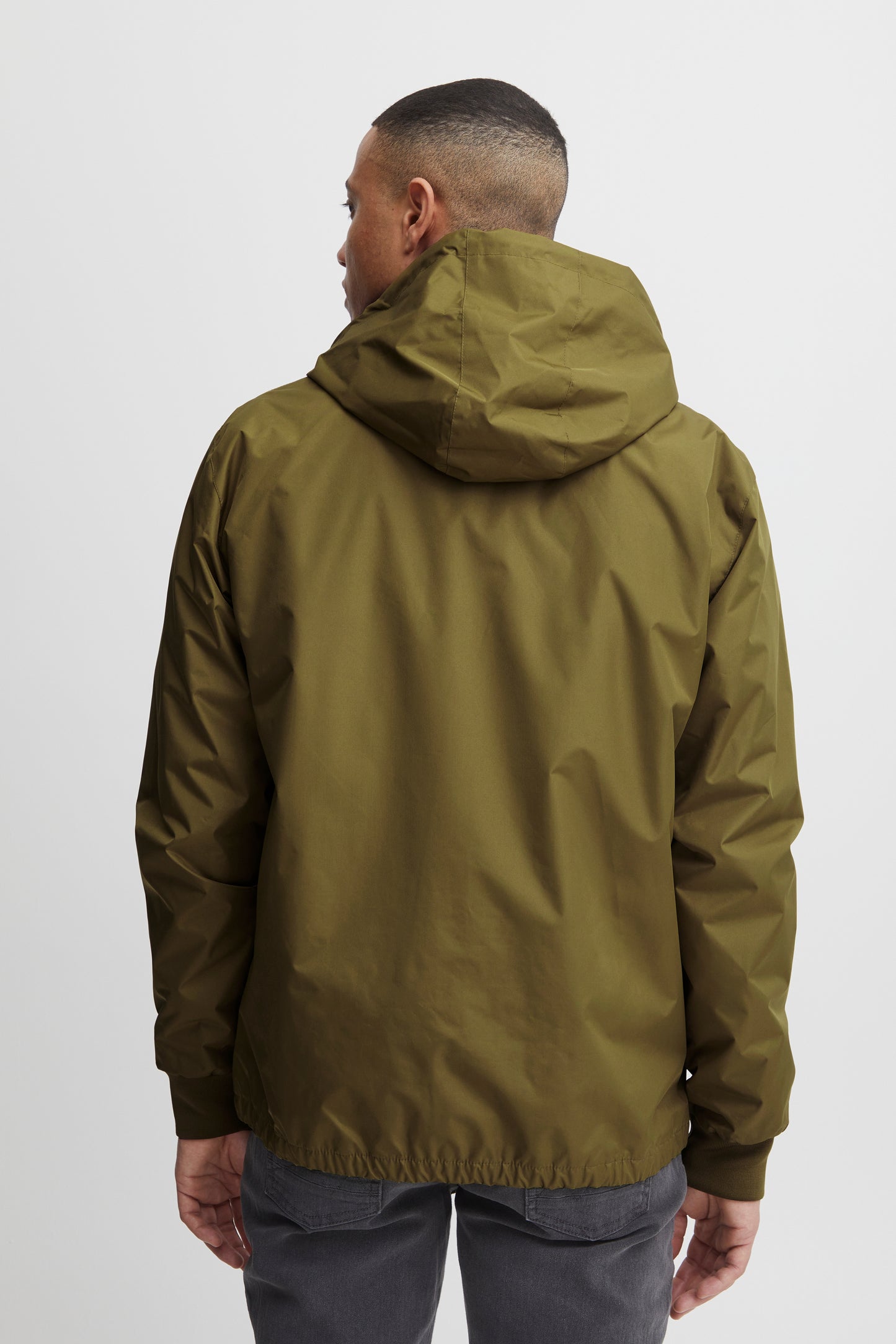 Hooded Lightweight Showerproof Coat - Moss Green