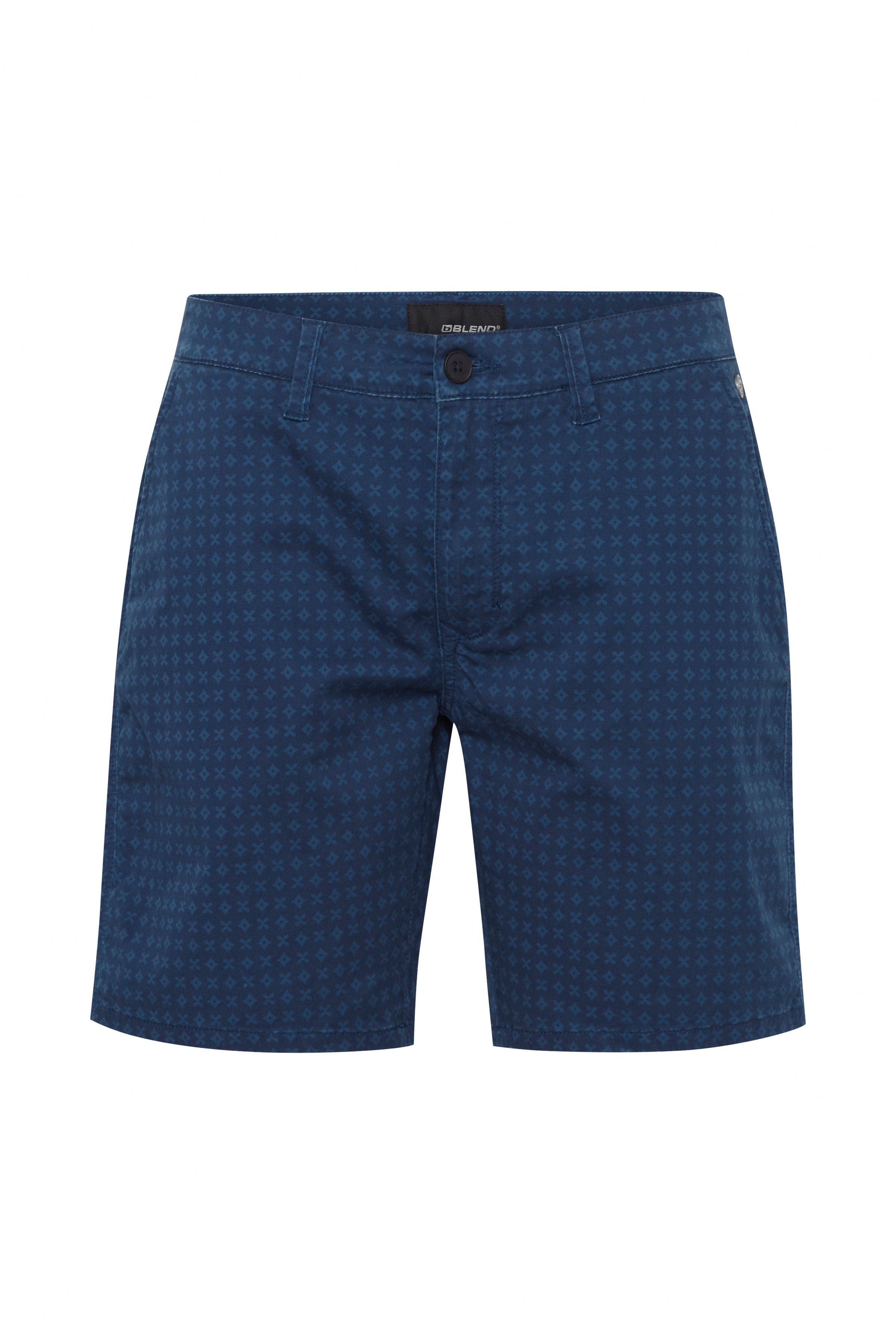 Cotton Blend Chino Shorts - Navy Print