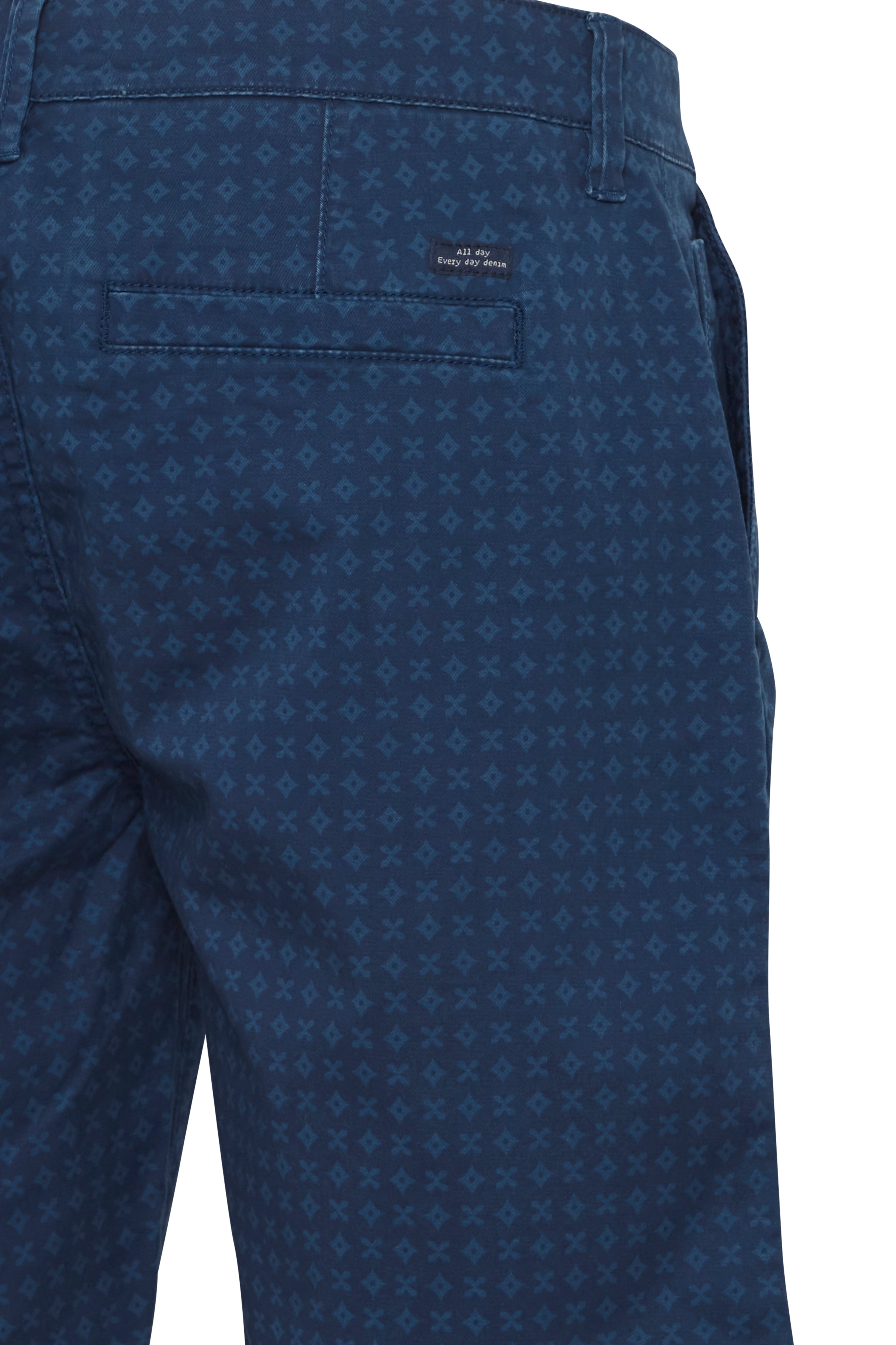 Cotton Blend Chino Shorts - Navy Print