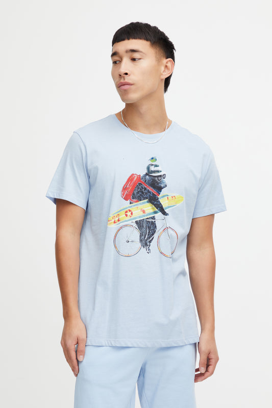 Surf Bear Printed T-Shirt - Sky Blue