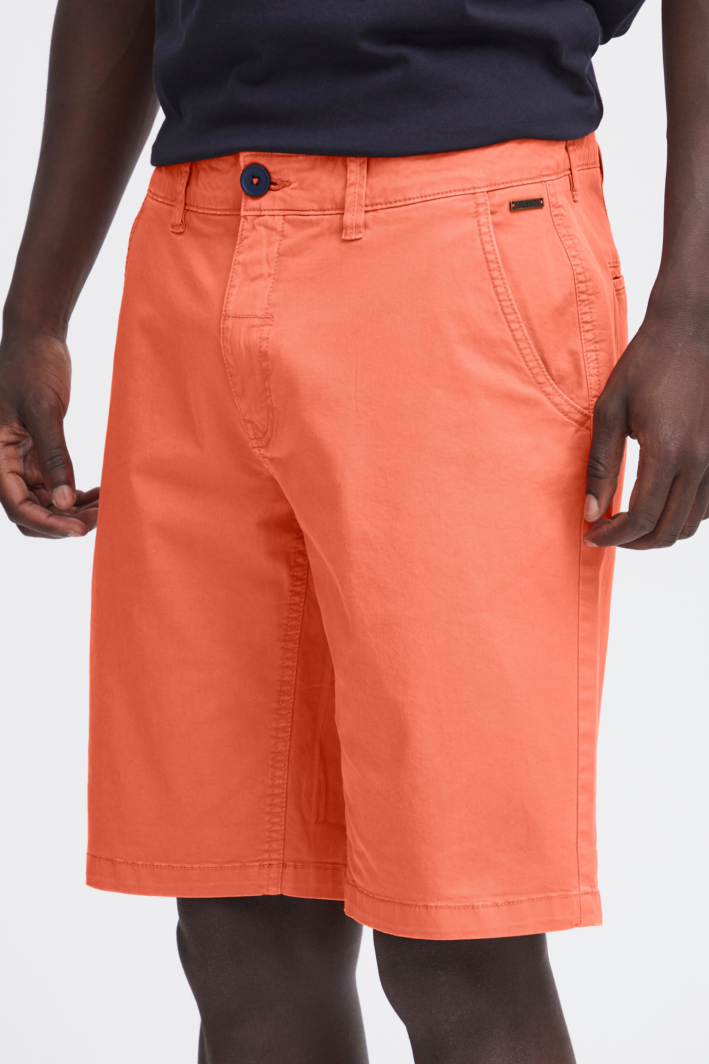 Cotton Blend Chino Shorts - Coral