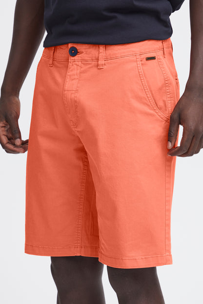 Cotton Blend Chino Shorts - Coral