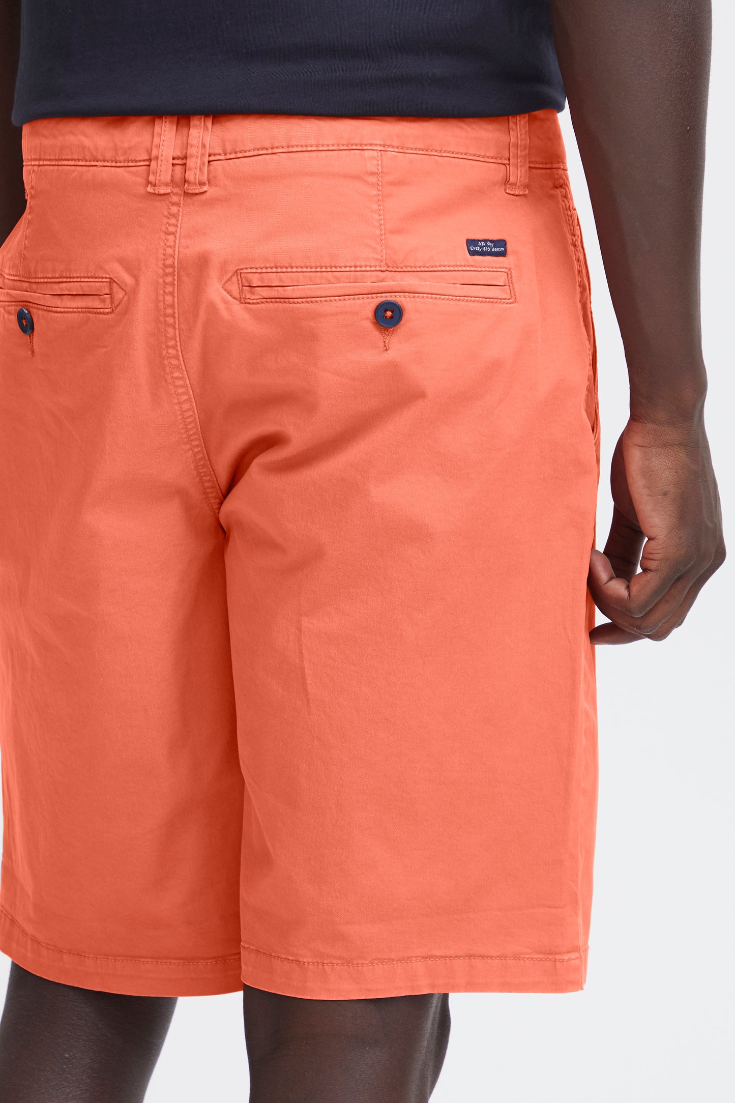 Cotton Blend Chino Shorts - Coral