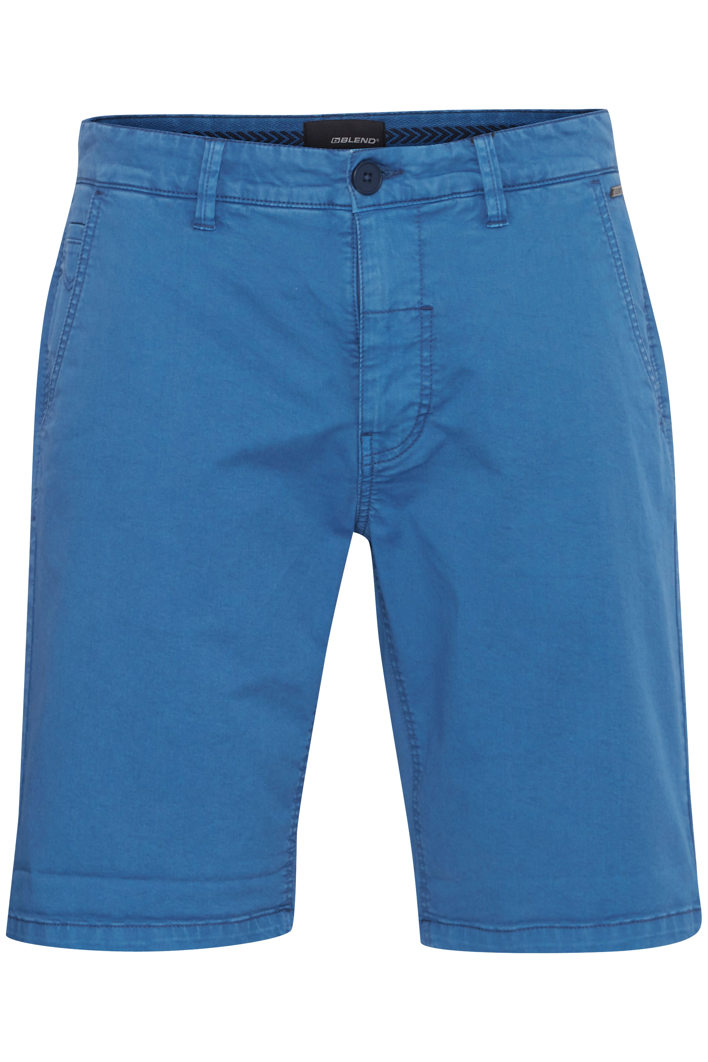 Cotton Blend Chino Shorts -Blue