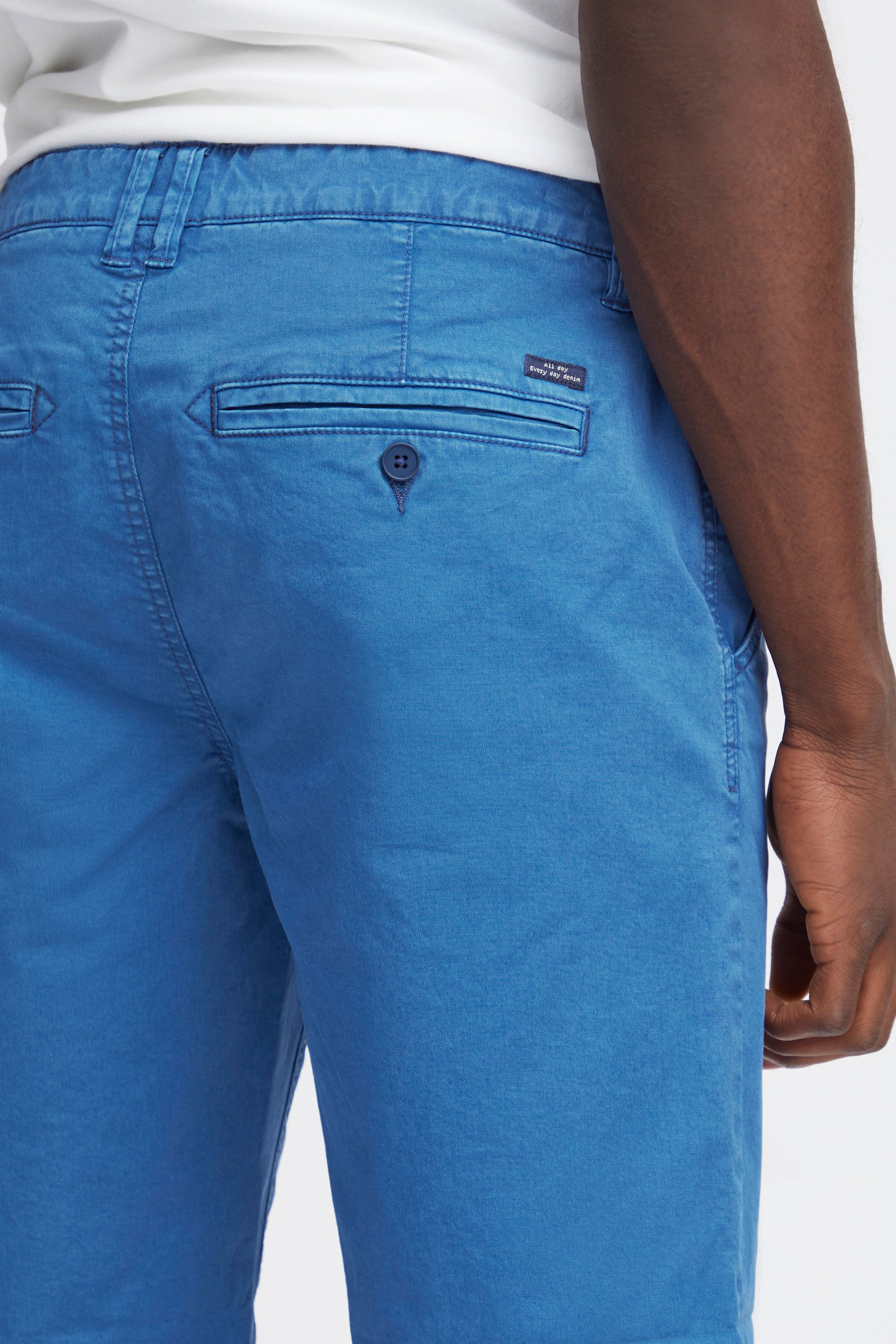 Cotton Blend Chino Shorts -Blue