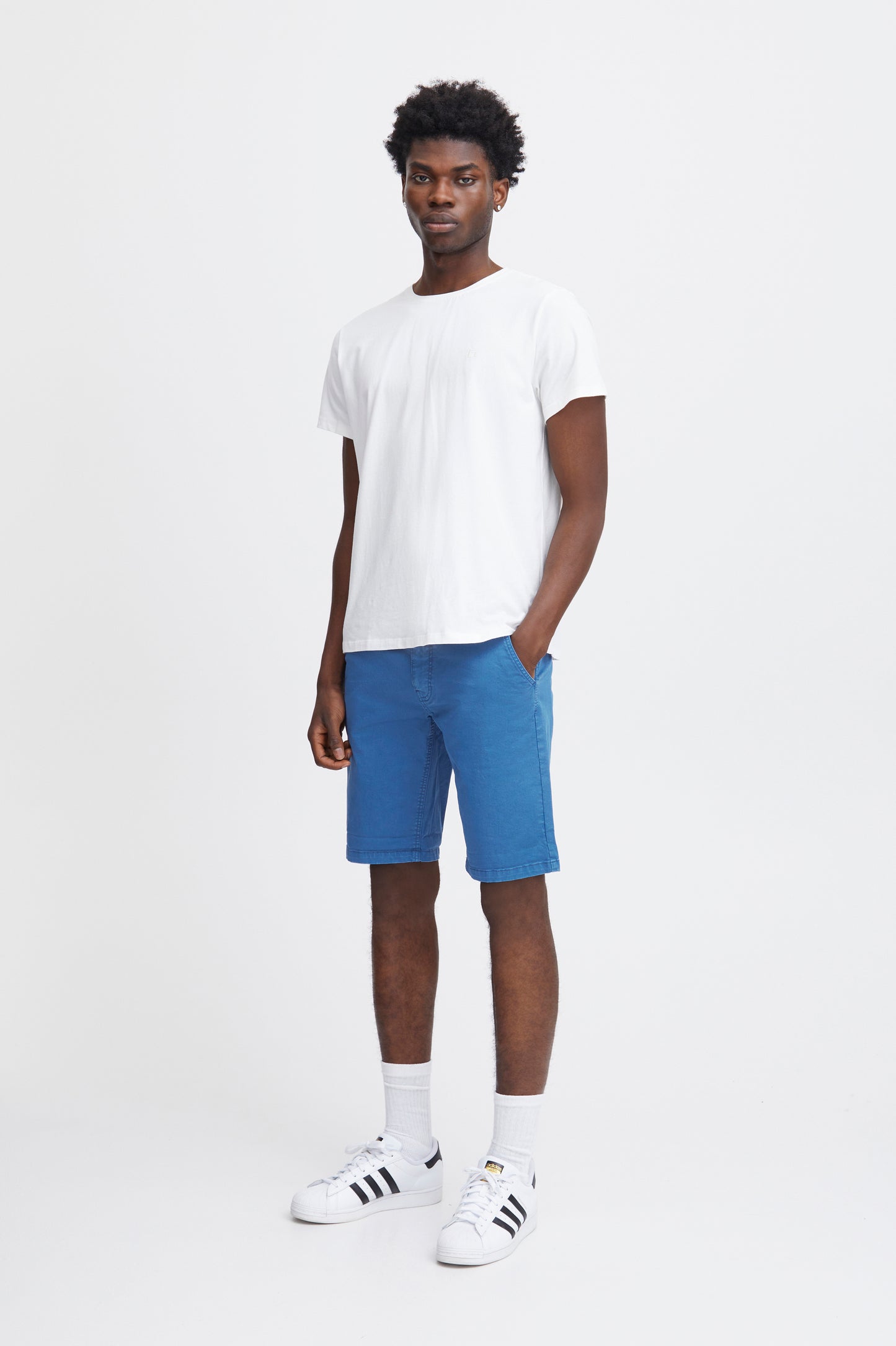 Cotton-Rich Tailored Shorts - Blue