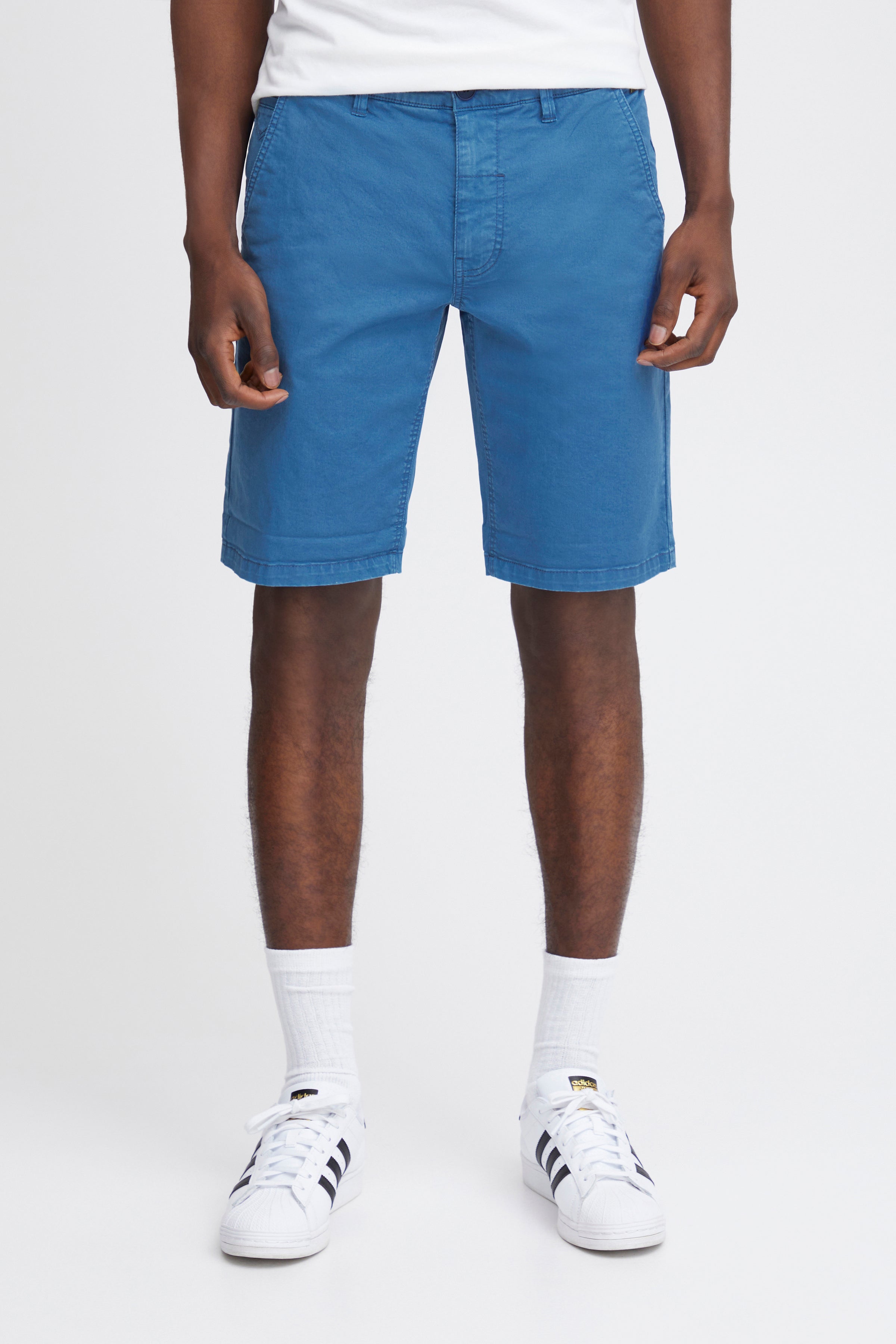 Cotton Blend Chino Shorts -Blue