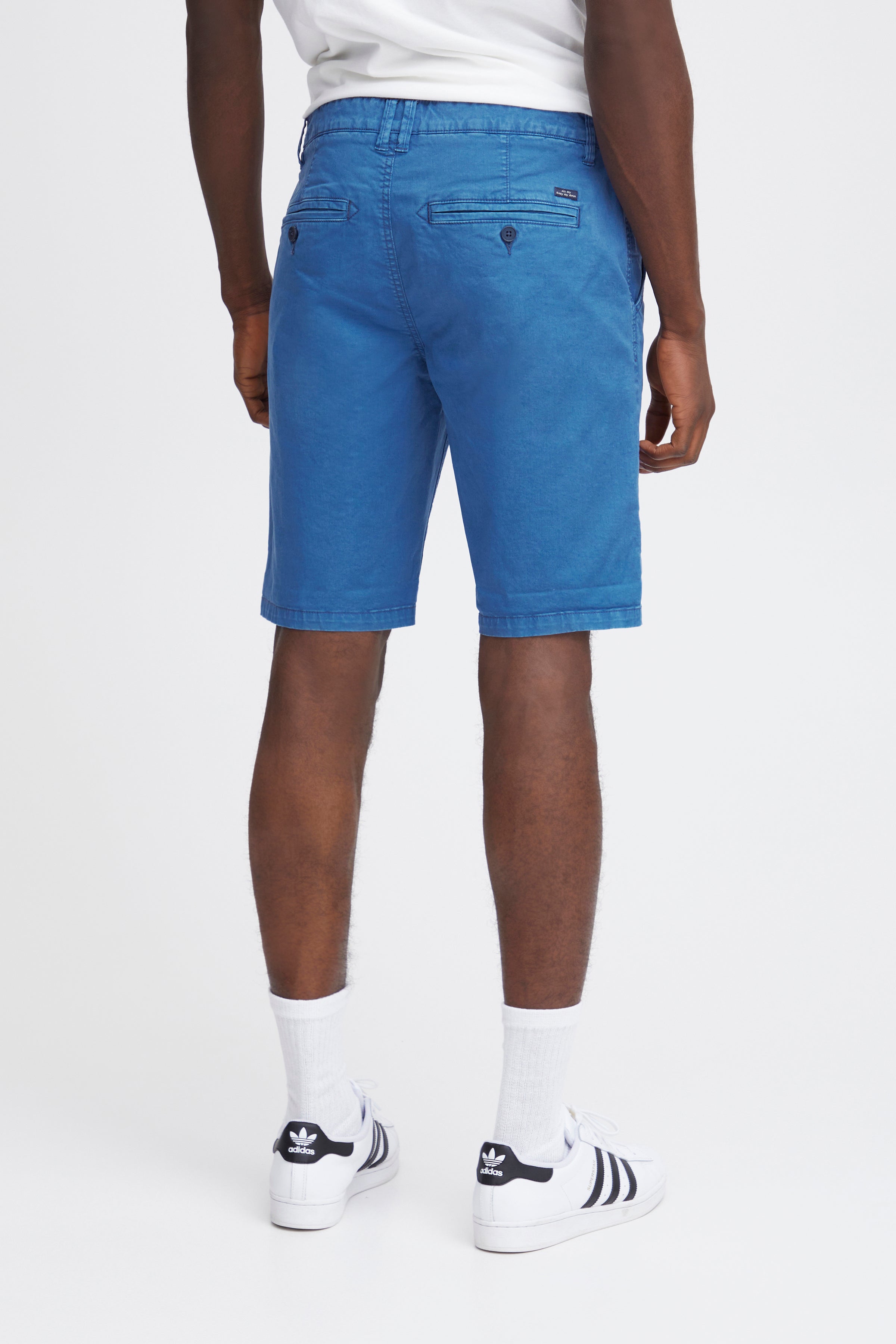 Cotton Blend Chino Shorts -Blue