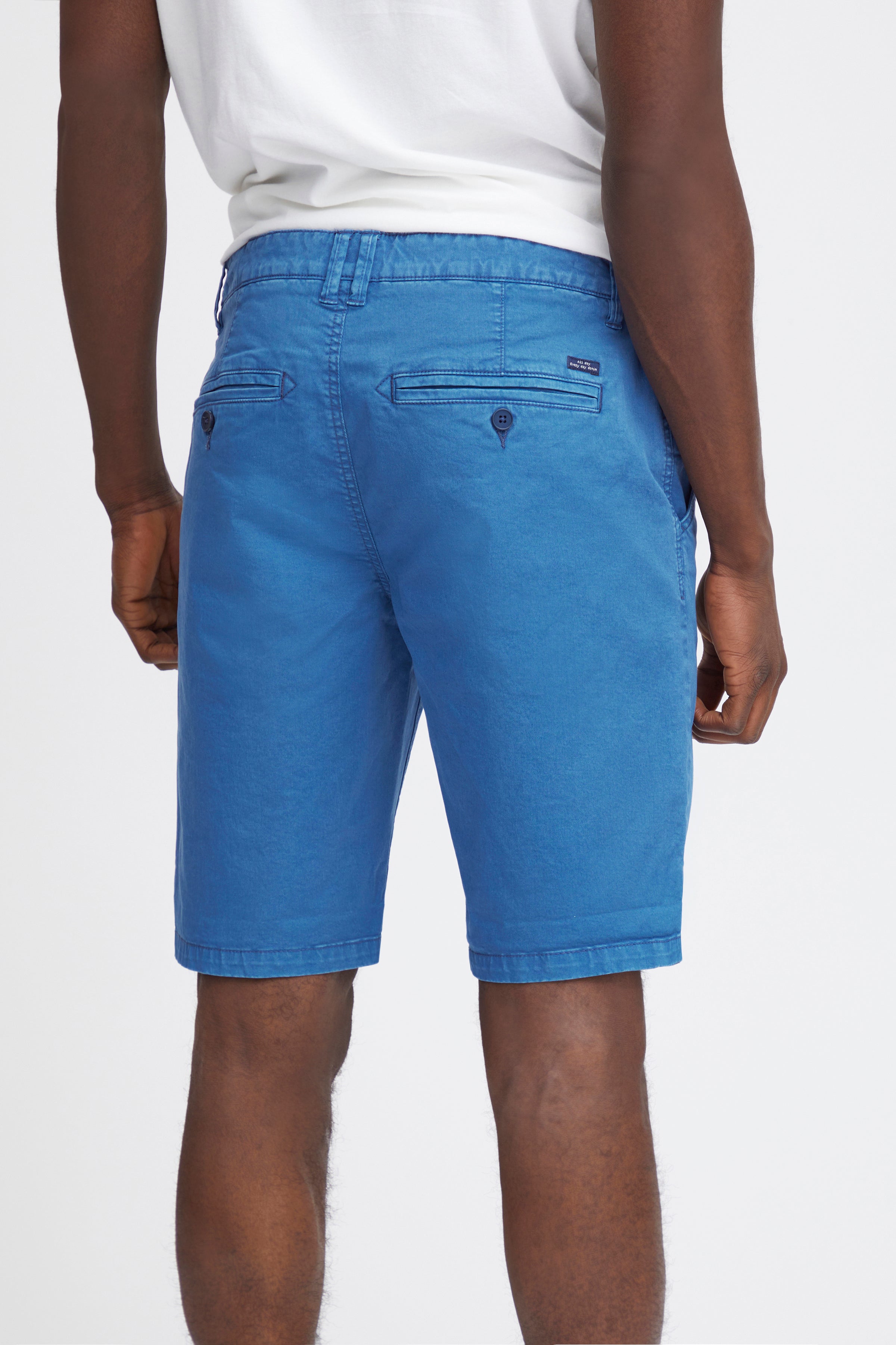 Cotton Blend Chino Shorts -Blue