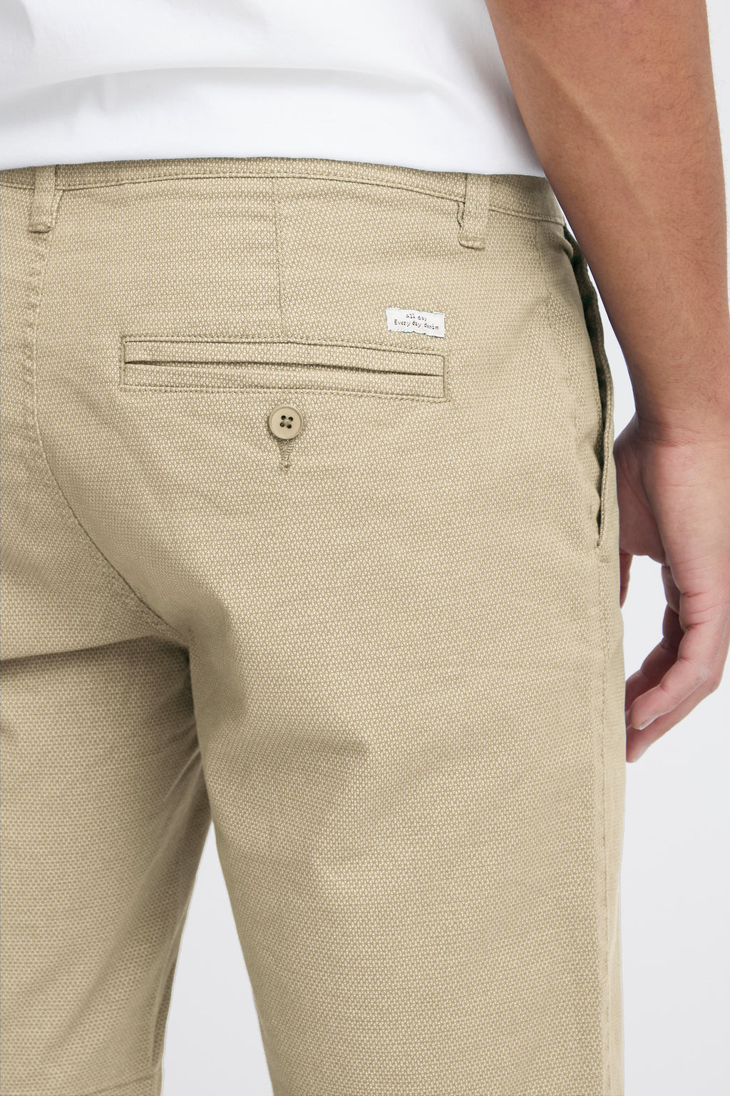 Woven Design Cotton Shorts - Beige