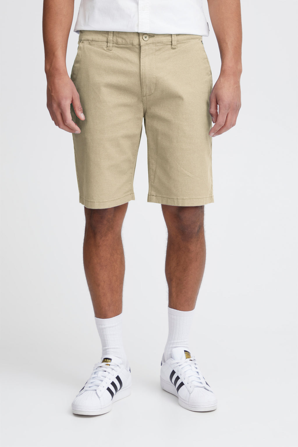 Woven Design Cotton Shorts - Beige