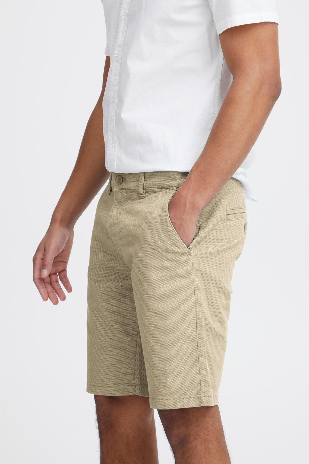 Woven Design Cotton Shorts - Beige