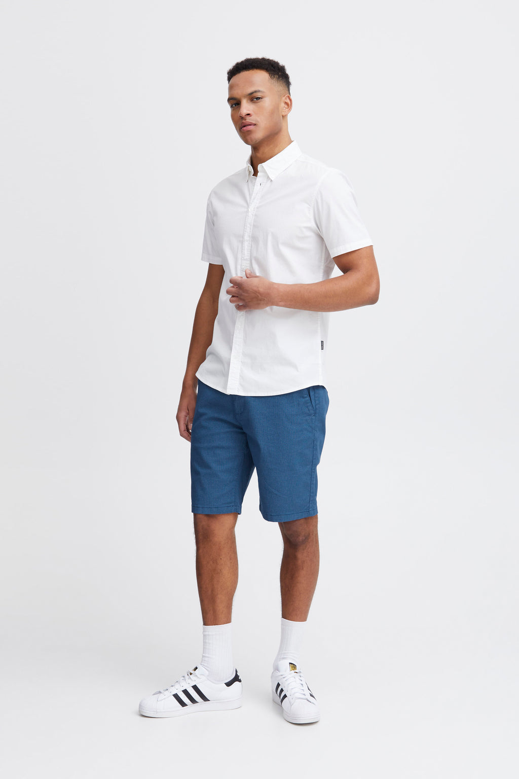 Woven Design Cotton Shorts - Navy