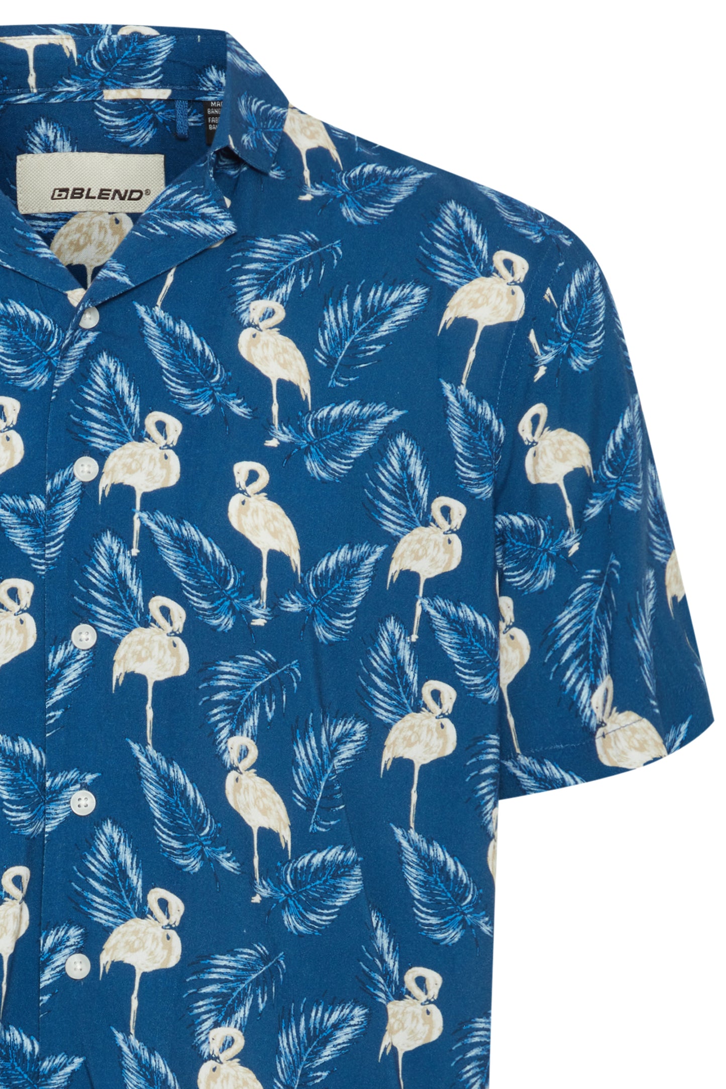 Hawaiian Print Shirts - Blue Flamingo