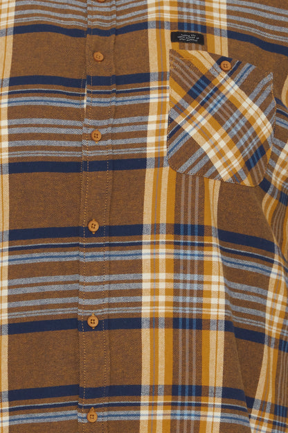 BigMens - Brushed-Cotton Check Shirt - Tan & Navy