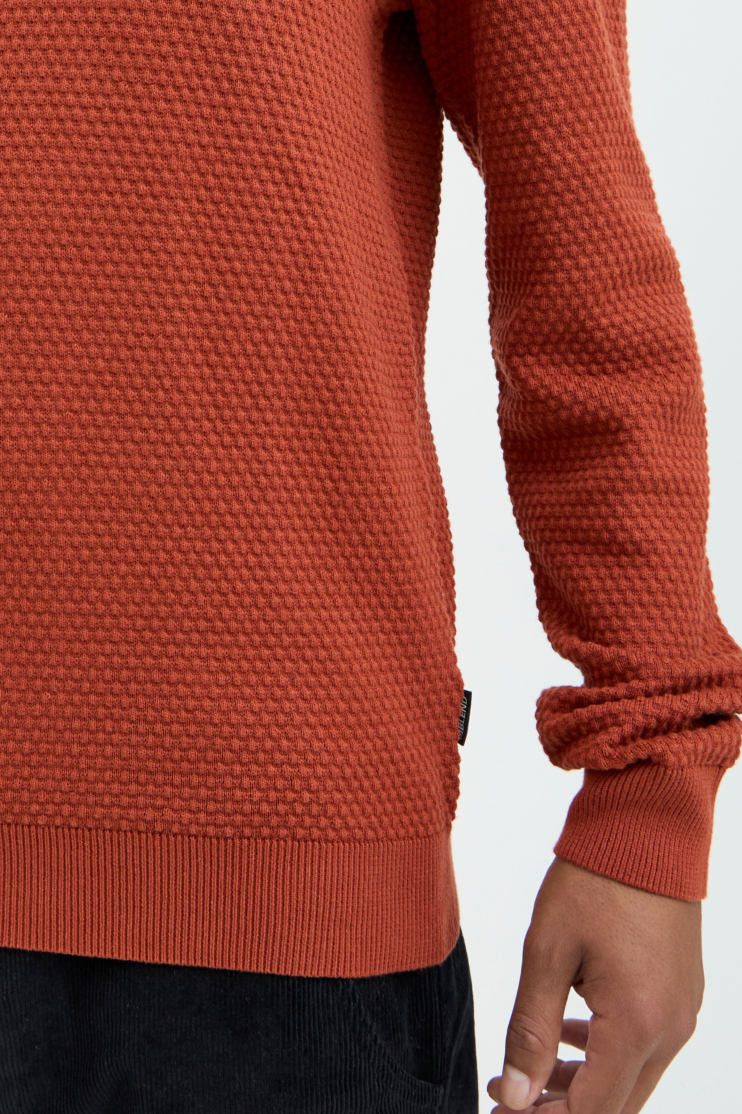 Pure-Cotton Textured Knit Jumper - Orange