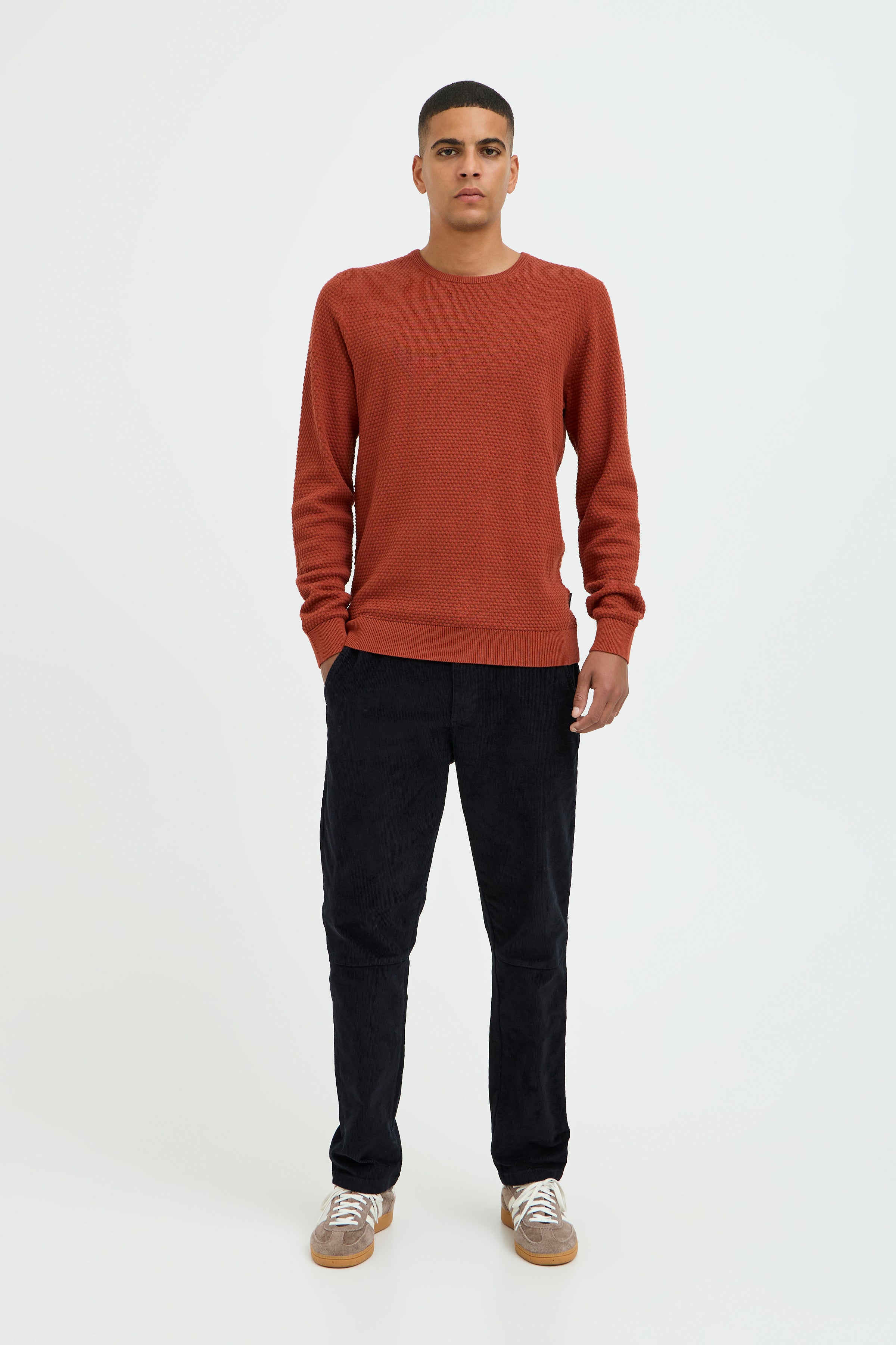 Pure-Cotton Textured Knit Jumper - Orange