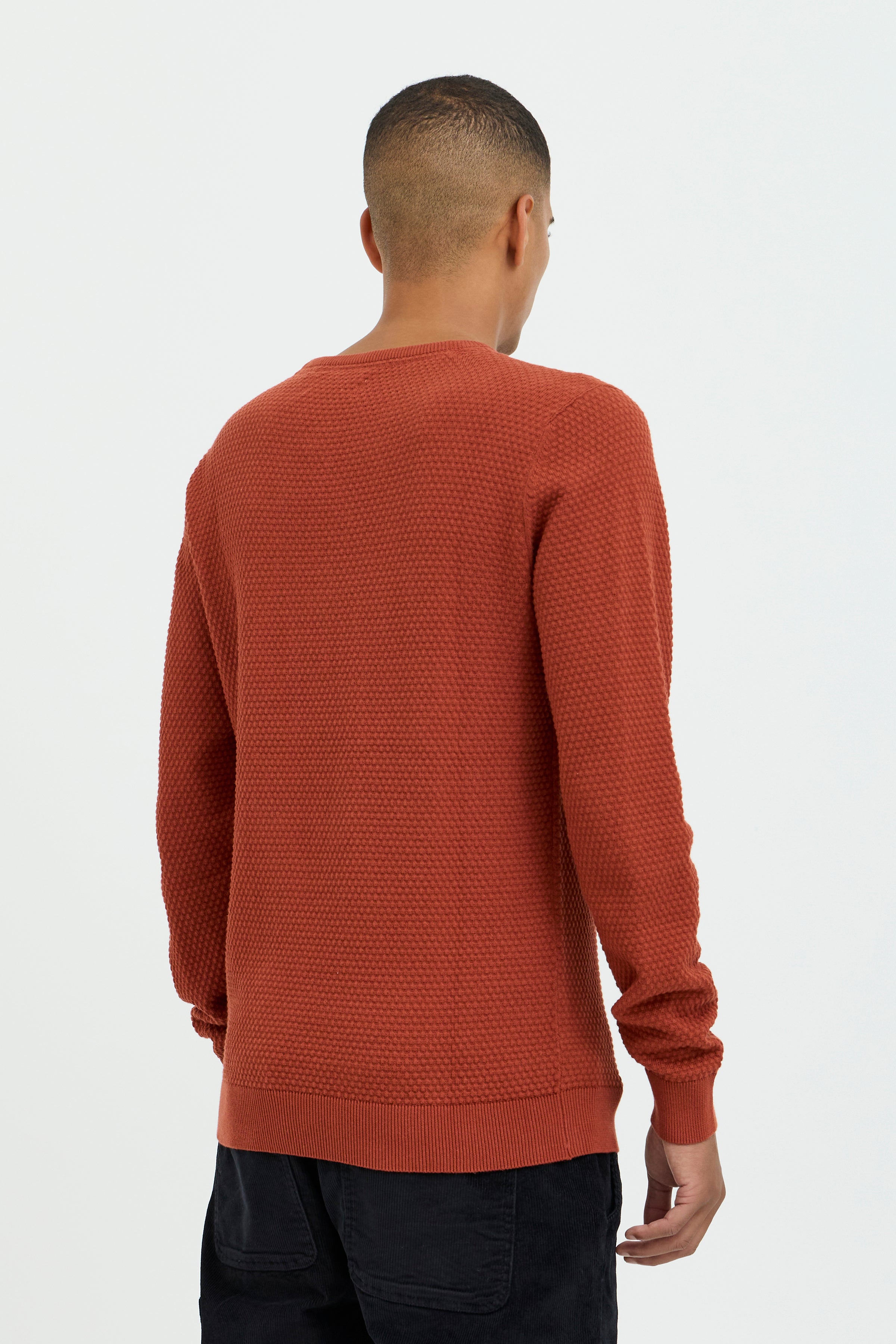 Pure-Cotton Textured Knit Jumper - Orange