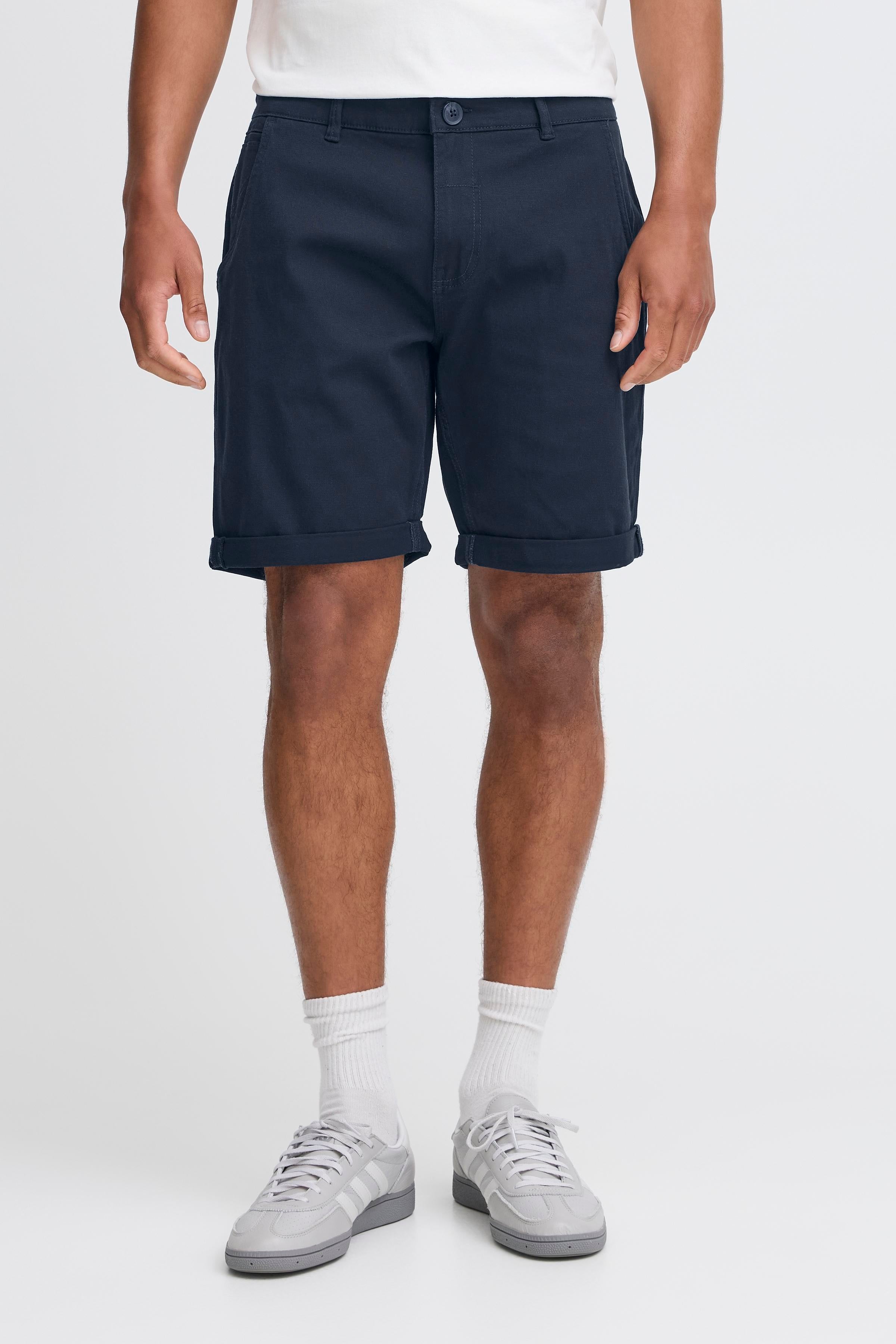 Cotton Blend Chino Shorts - Denim Blue