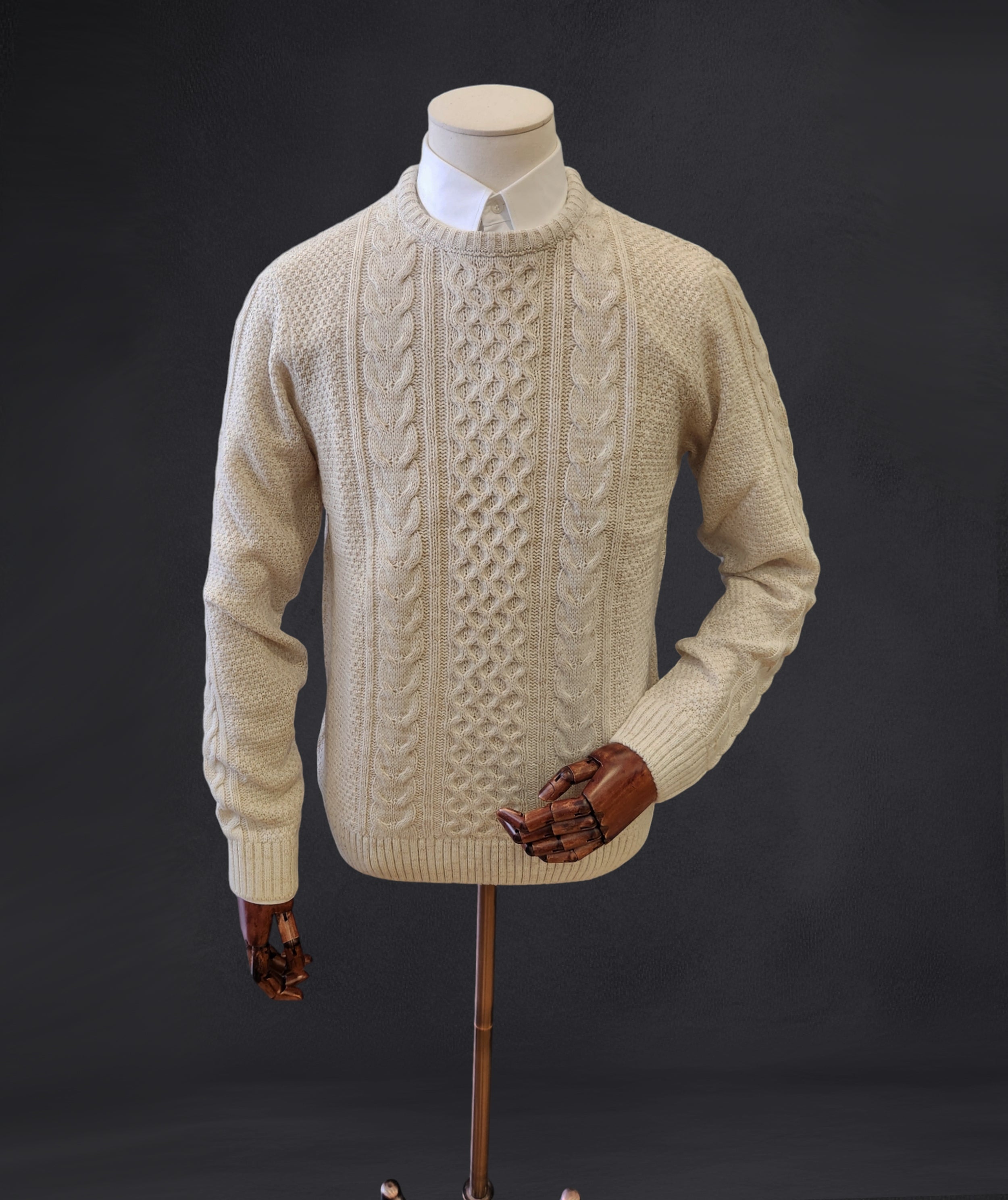 Cotton-Blend Cable-Knit Sweater - Vanilla