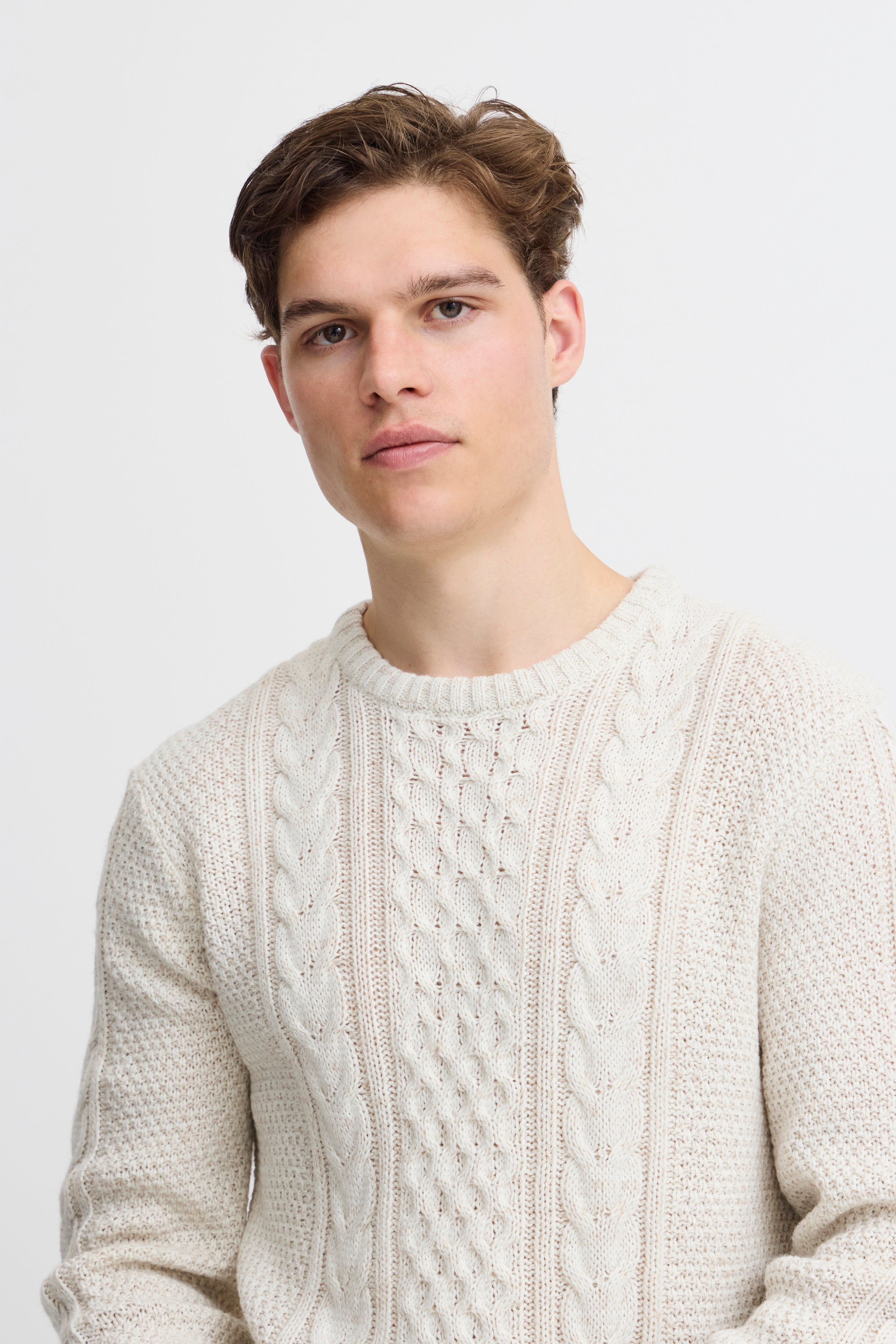 Cotton-Blend Cable-Knit Sweater - Vanilla