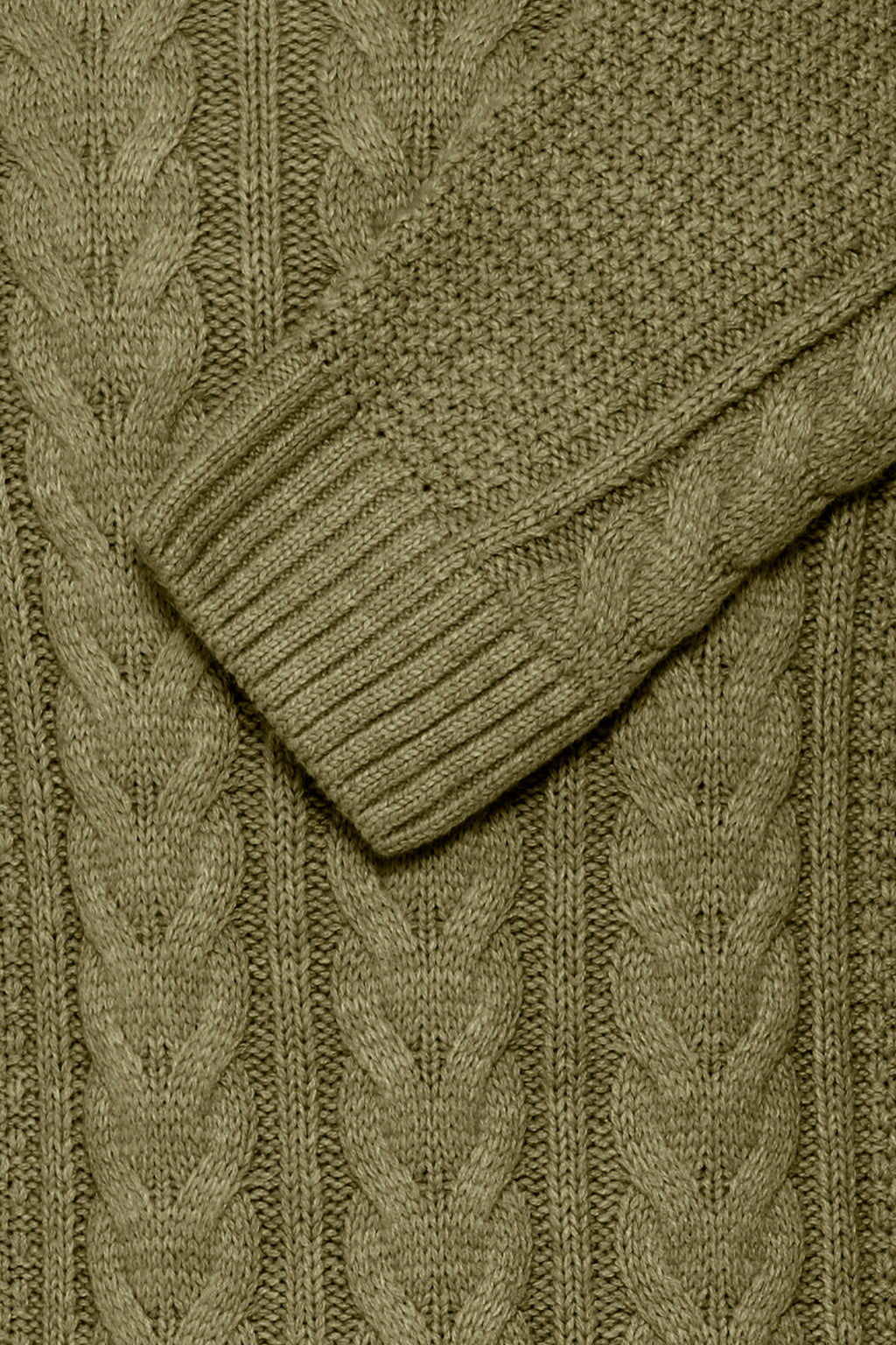 Cotton-Blend Cable-Knit Sweater - OIive