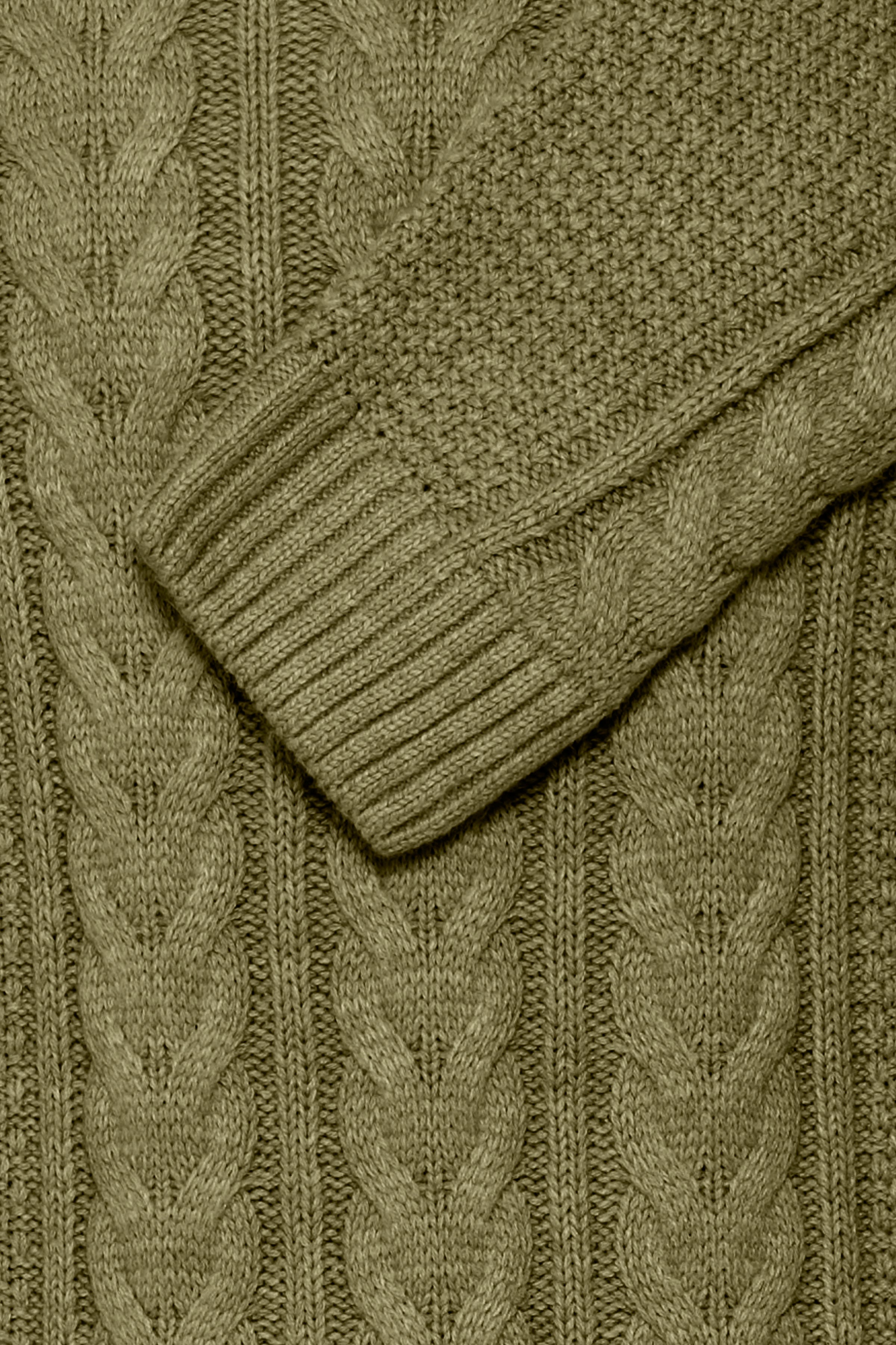 Cotton-Blend Cable-Knit Sweater - OIive