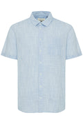 BigMens Pure Cotton Linen-Look Shirt - Aqua Sky