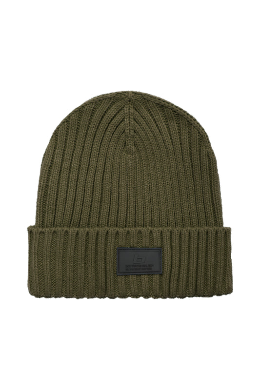 Cable-Knit Beanie Hat -Olive