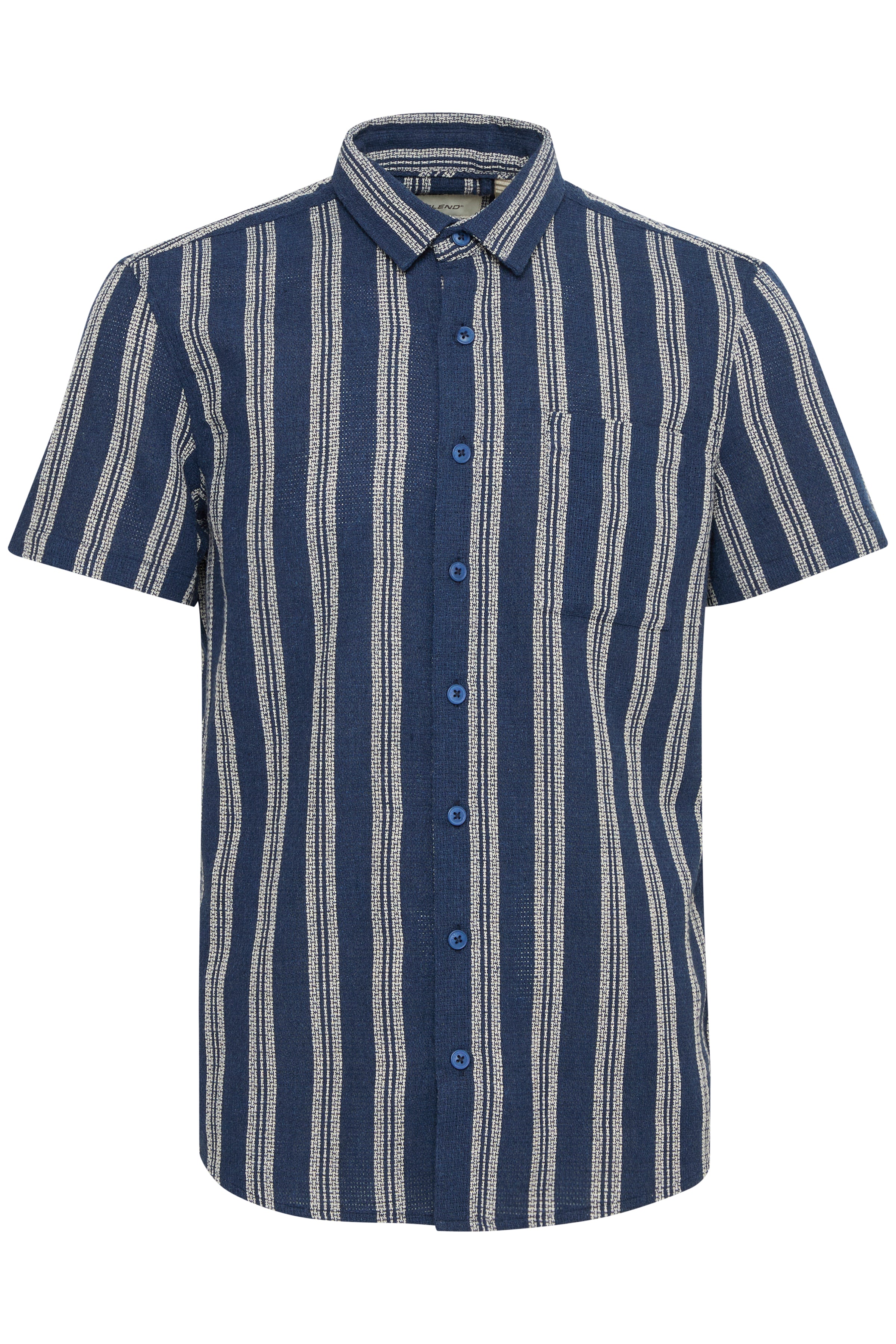 BHANDI Woven Striped Shirt - Navy
