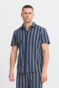 BHANDI Woven Striped Shirt - Navy