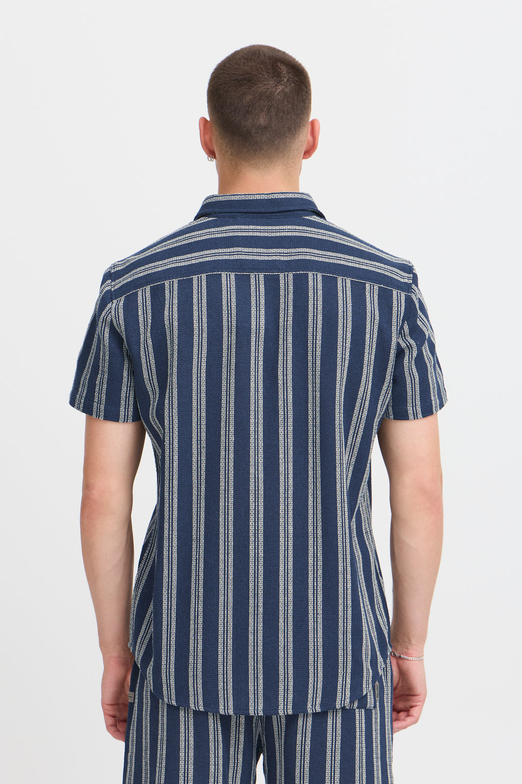BHANDI Woven Striped Shirt - Navy