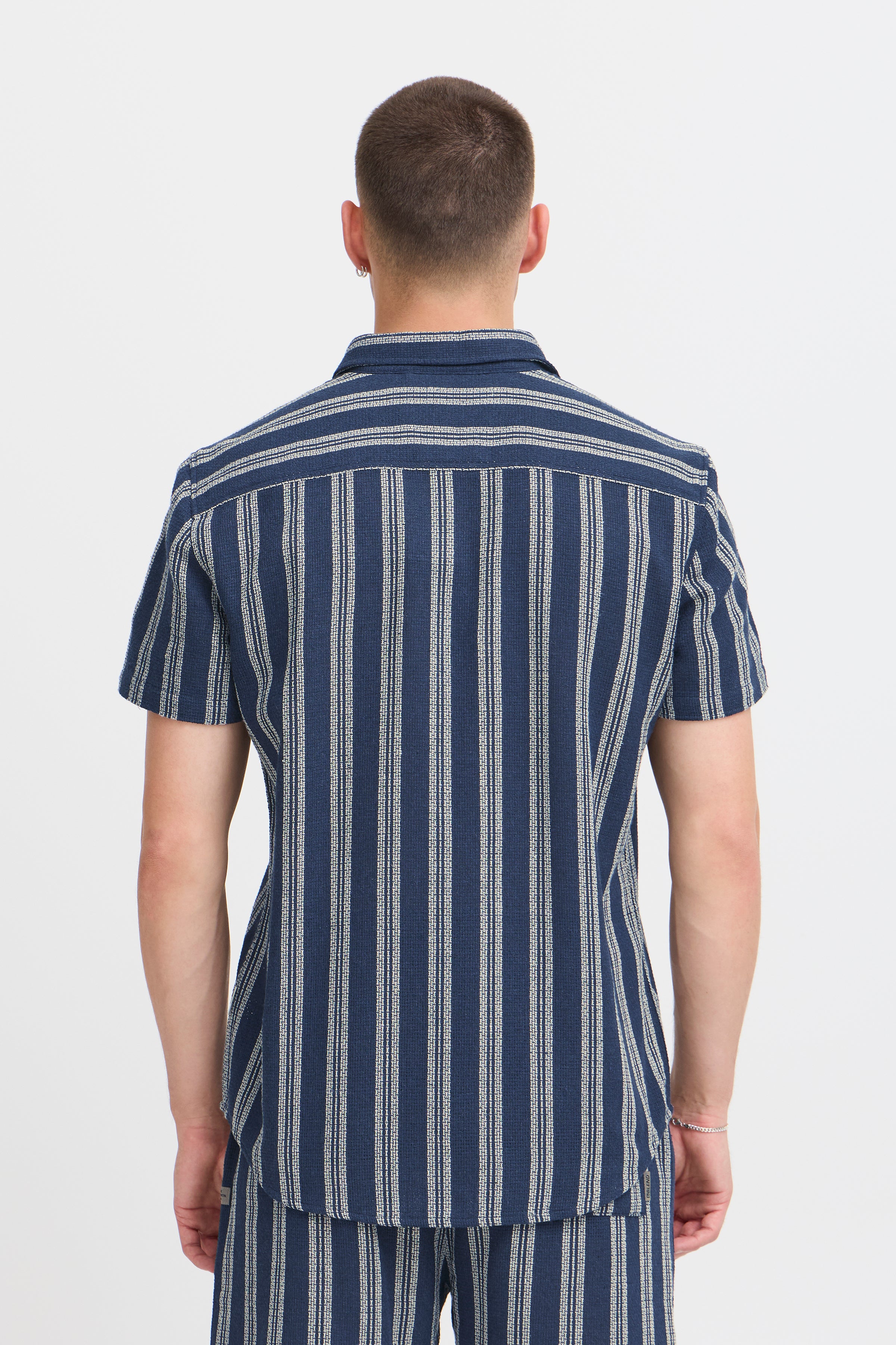BHANDI Woven Striped Shirt - Navy