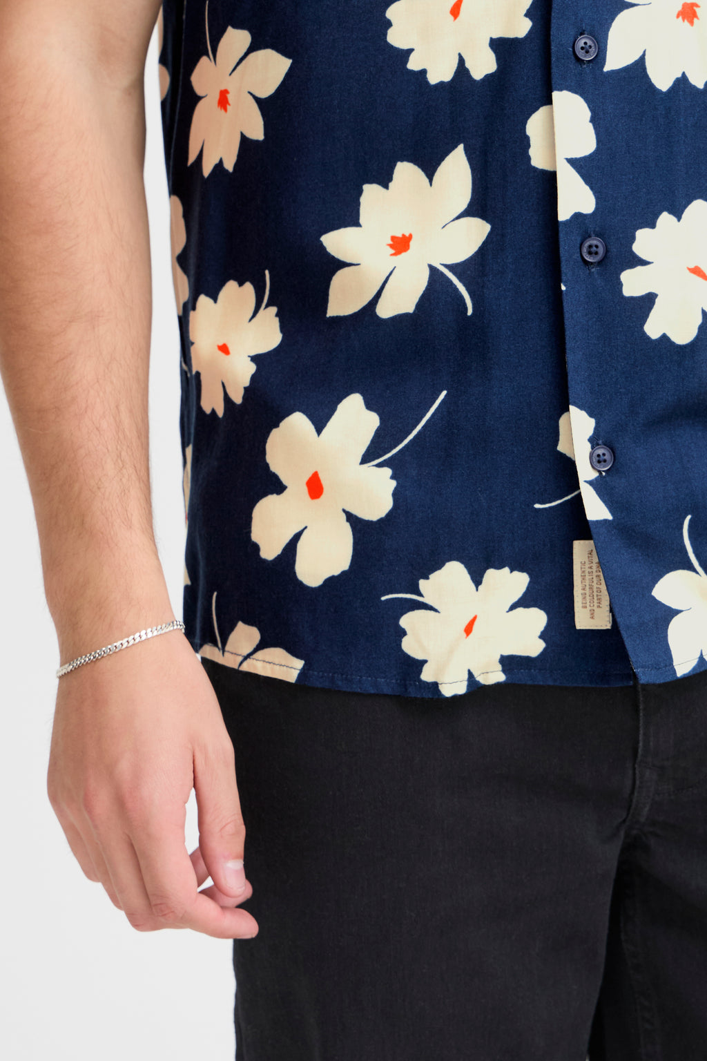 BHADAN Light-Weight Hawaiian Shirt - Navy