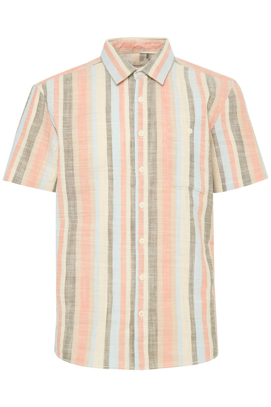 BHARV Cotton Striped Shirt - Peach/ Blue/ Olive