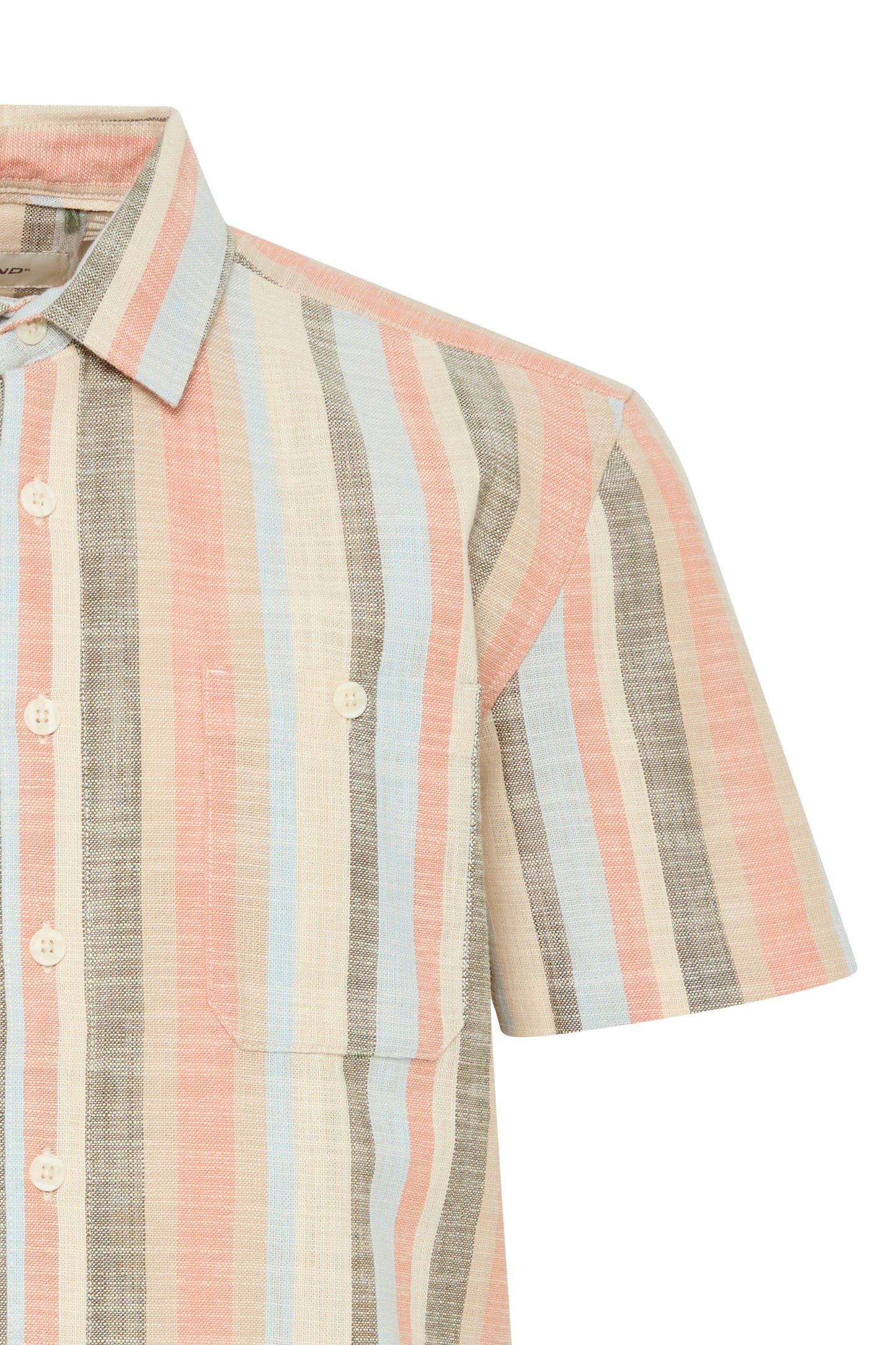 BHARV Cotton Striped Shirt - Peach/ Blue/ Olive