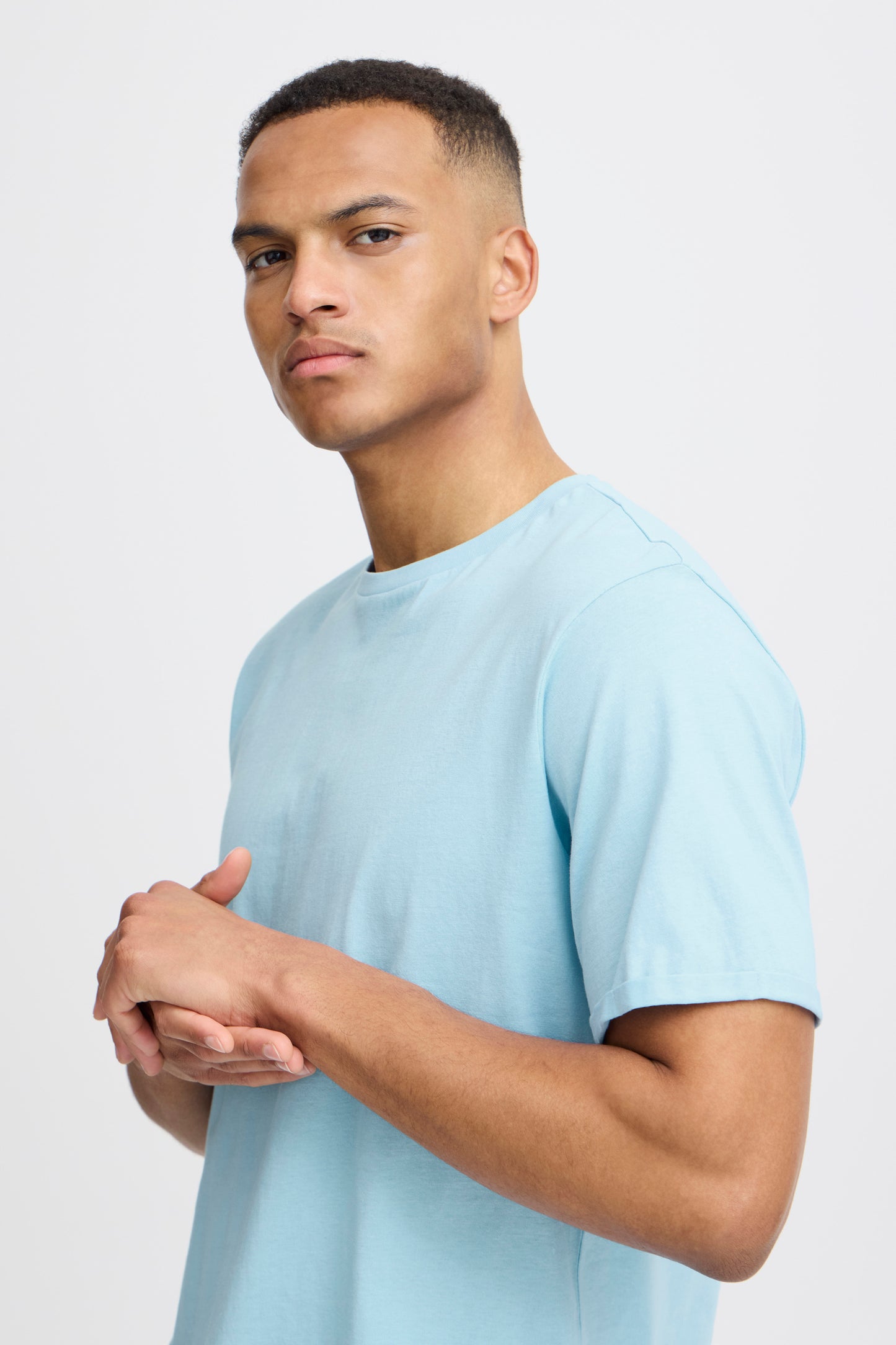 Cotton O-Neck Tee - Blue