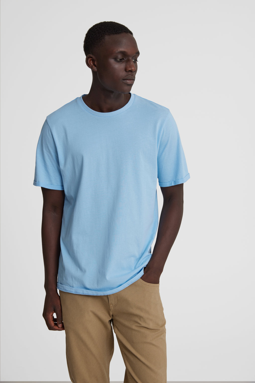 Cotton O-Neck Tee - Blue