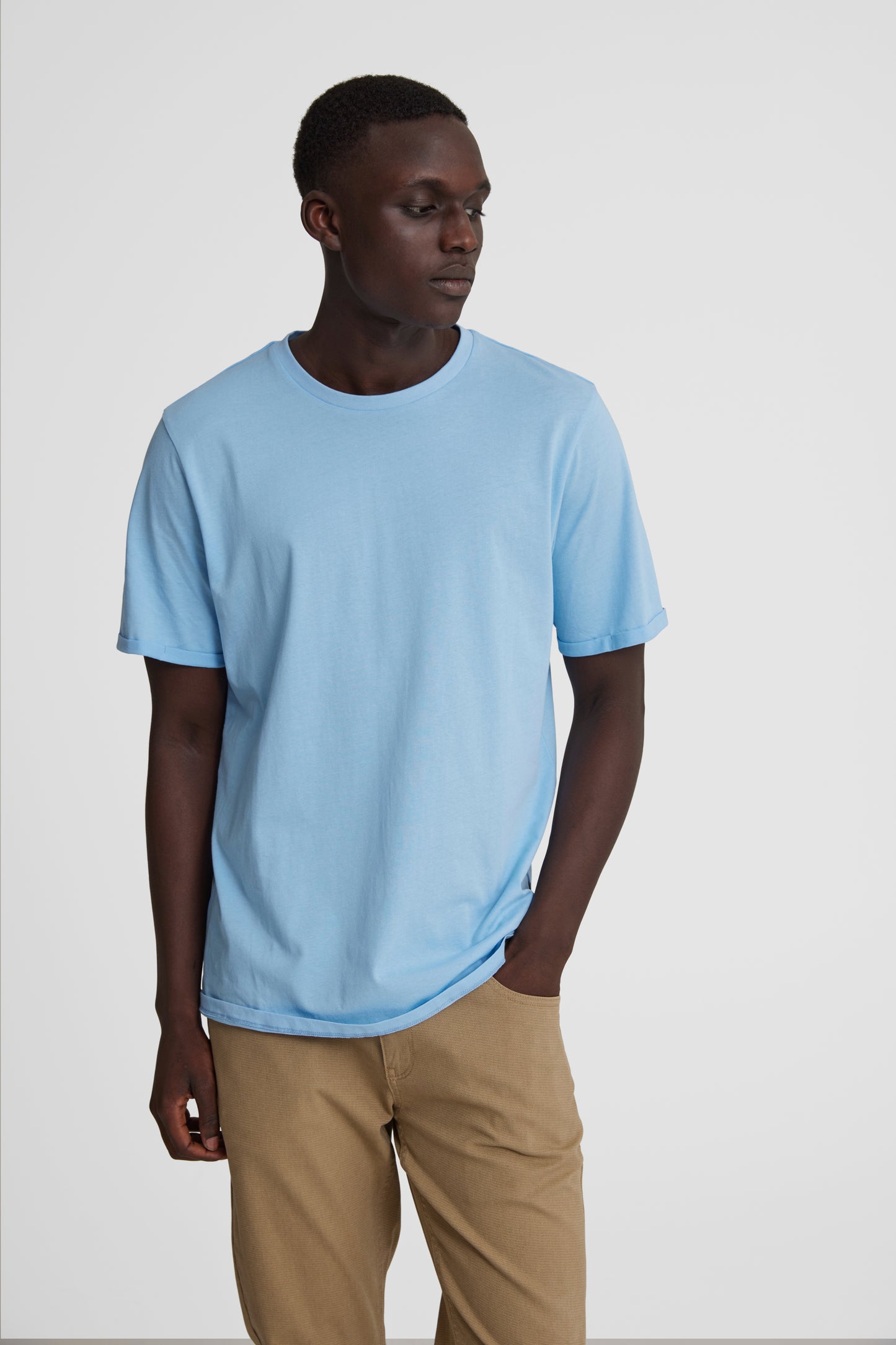 Cotton O-Neck Tee - Blue